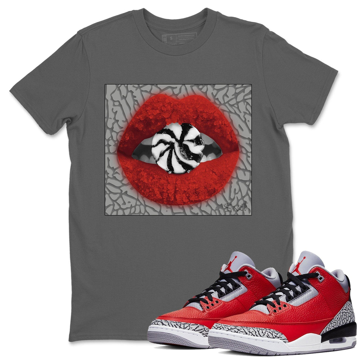 Jordan 3 Unite Sneaker Matching T-Shirt Lips Candy Sneaker Tees Jordan 3 Unite Sneaker Release Tees Crew Neck Tees