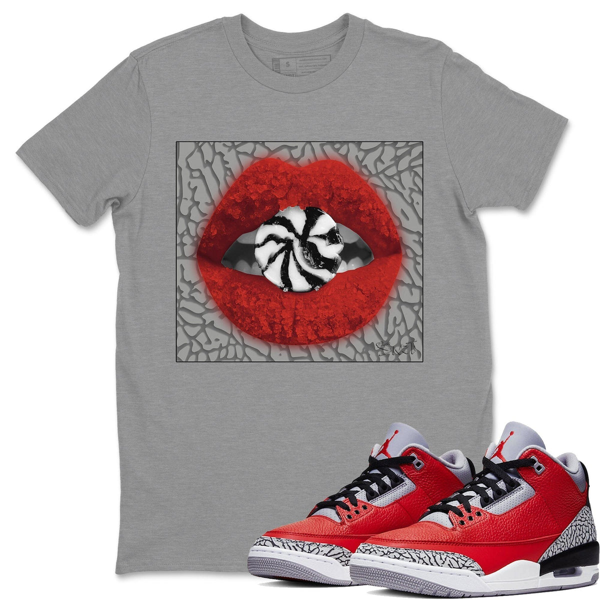 Jordan 3 Unite Sneaker Matching T-Shirt Lips Candy Sneaker Tees Jordan 3 Unite Sneaker Release Tees Crew Neck Tees
