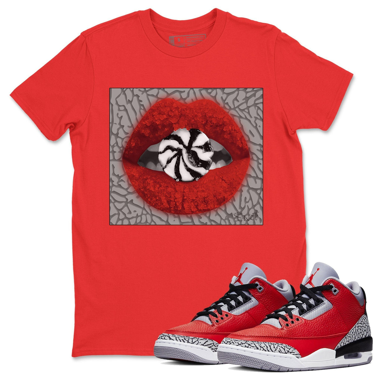 Jordan 3 Unite Sneaker Matching T-Shirt Lips Candy Sneaker Tees Jordan 3 Unite Sneaker Release Tees Crew Neck Tees
