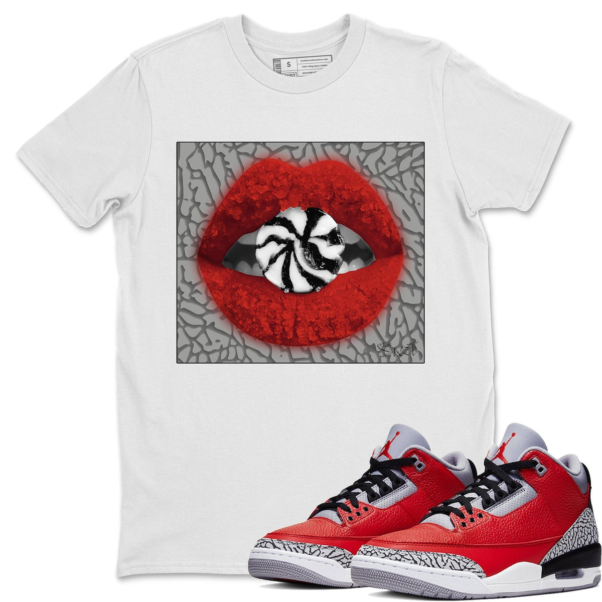 Jordan 3 Unite Sneaker Matching T-Shirt Lips Candy Sneaker Tees Jordan 3 Unite Sneaker Release Tees Crew Neck Tees