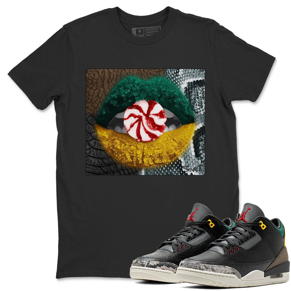 Jordan 3 Animal Instinct 2.0 Sneaker Matching T-Shirt Lips Candy Sneaker Tees Jordan 3 Animal Instinct 2.0 Sneaker Release Tees Crew Neck Tees