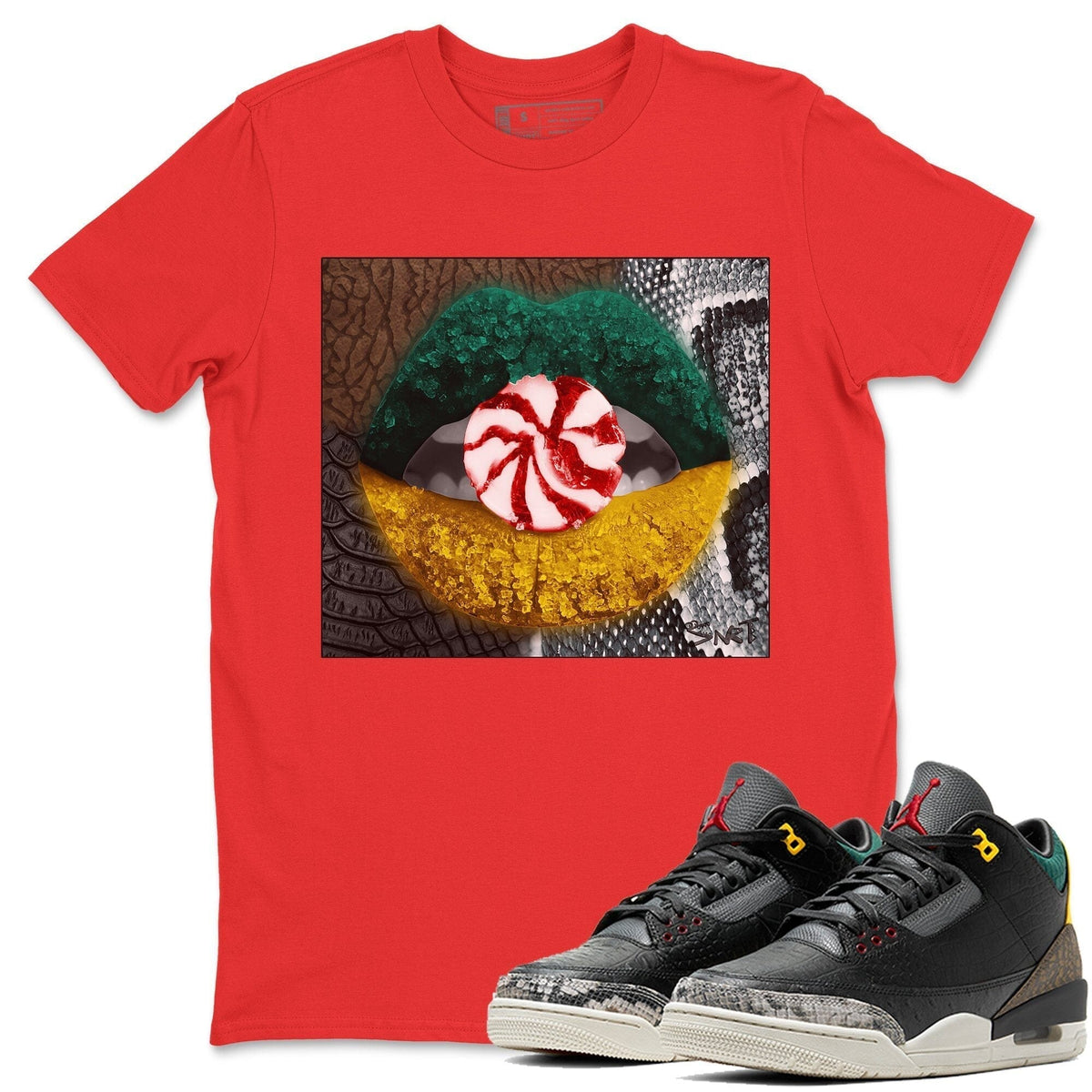 Jordan 3 Animal Instinct 2.0 Sneaker Matching T-Shirt Lips Candy Sneaker Tees Jordan 3 Animal Instinct 2.0 Sneaker Release Tees Crew Neck Tees
