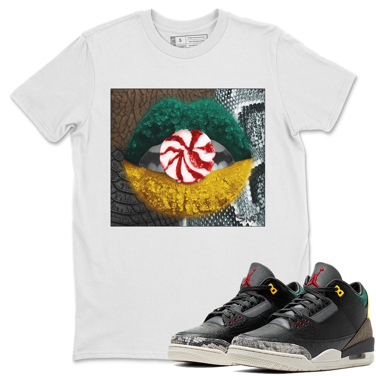 Jordan 3 Animal Instinct 2.0 Sneaker Matching T-Shirt Lips Candy Sneaker Tees Jordan 3 Animal Instinct 2.0 Sneaker Release Tees Crew Neck Tees