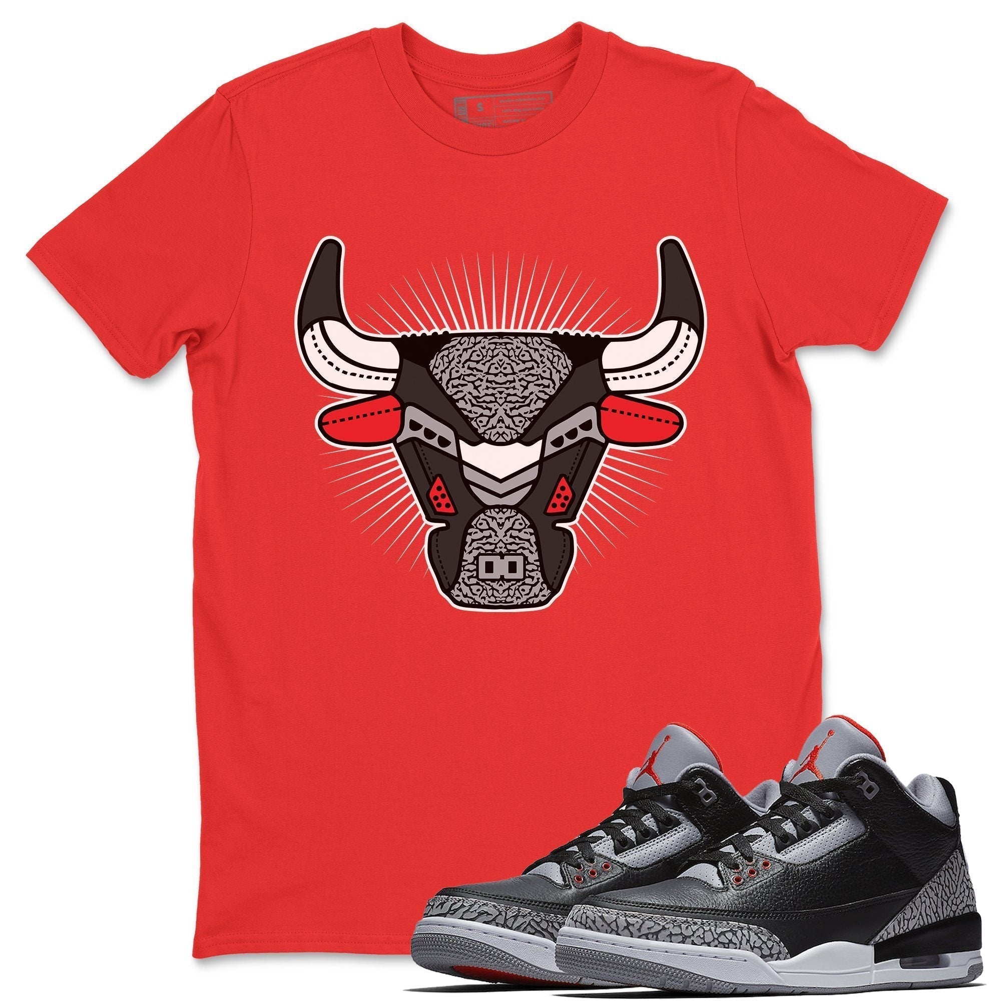 Jordan 3 Black Cement Shirt To Match Jordans AJ3 Bull Head Sneaker Tees Jordan 3 Black Cement Drip Gear Zone Sneaker Matching Clothing Unisex Shirts