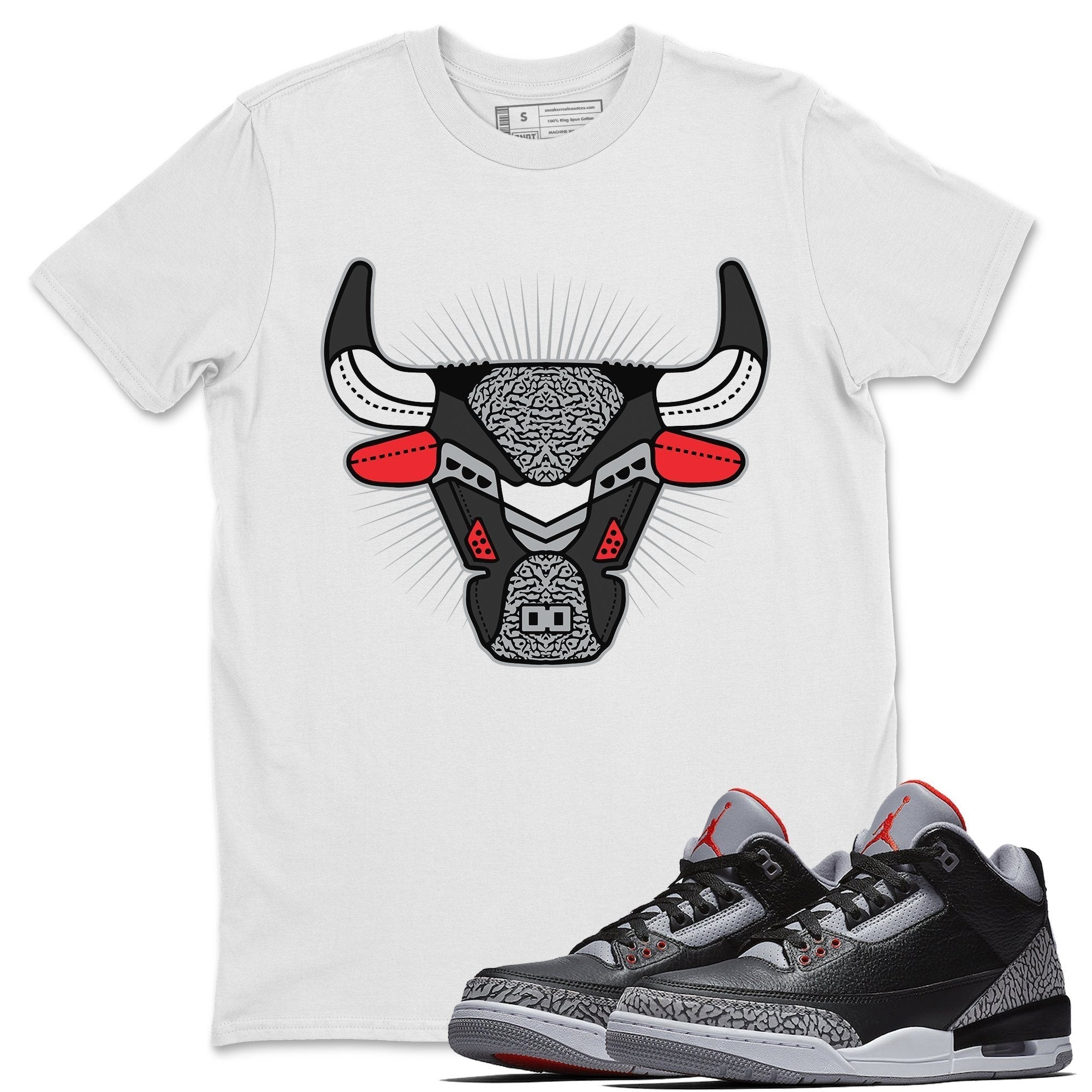 Jordan 3 Black Cement Shirt To Match Jordans AJ3 Bull Head Sneaker Tees Jordan 3 Black Cement Drip Gear Zone Sneaker Matching Clothing Unisex Shirts