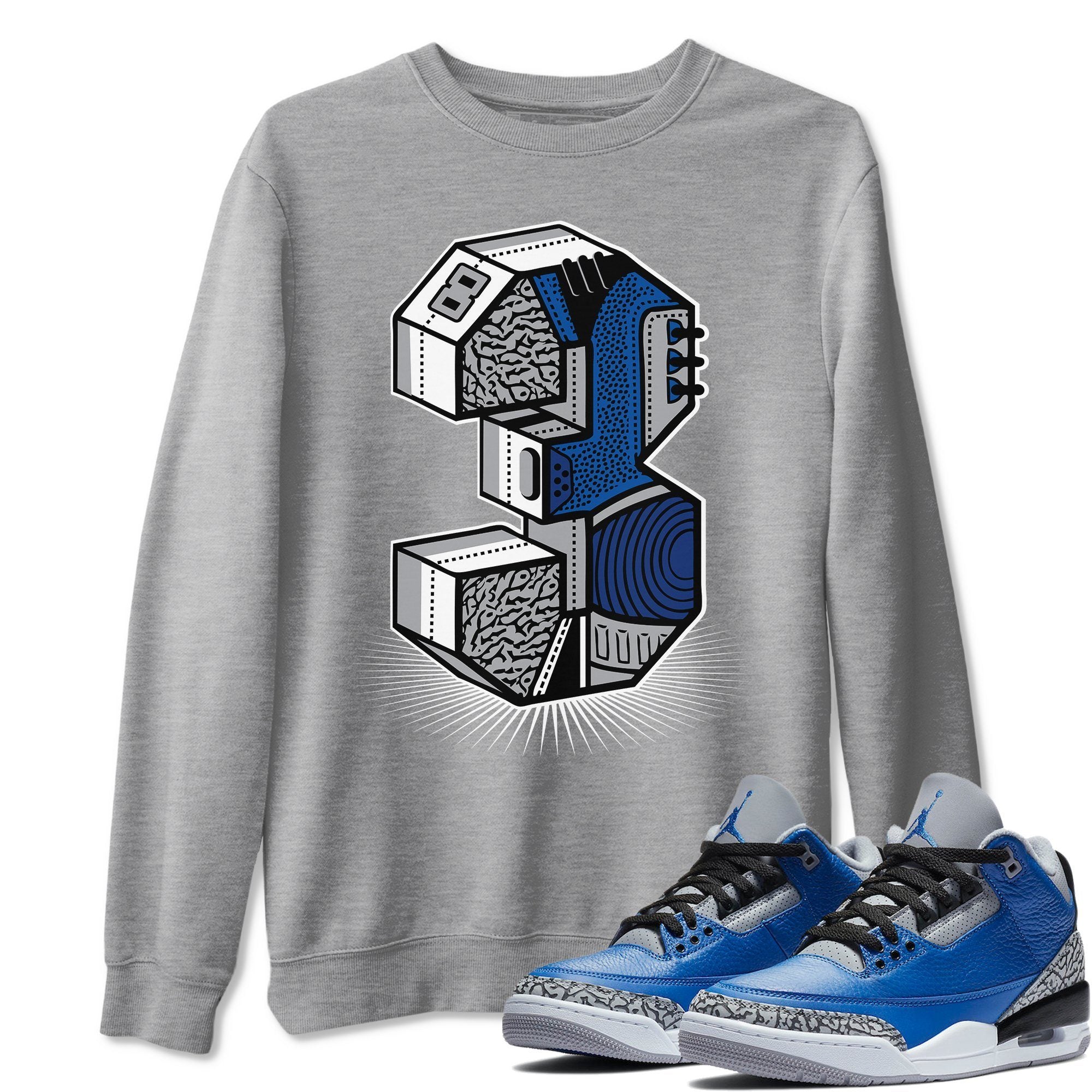 Jordan 3 Varsity Royal Shirt To Match Jordans Three Statue Sneaker Tees Jordan 3 Varsity Royal Drip Gear Zone Sneaker Matching Clothing Unisex Shirts
