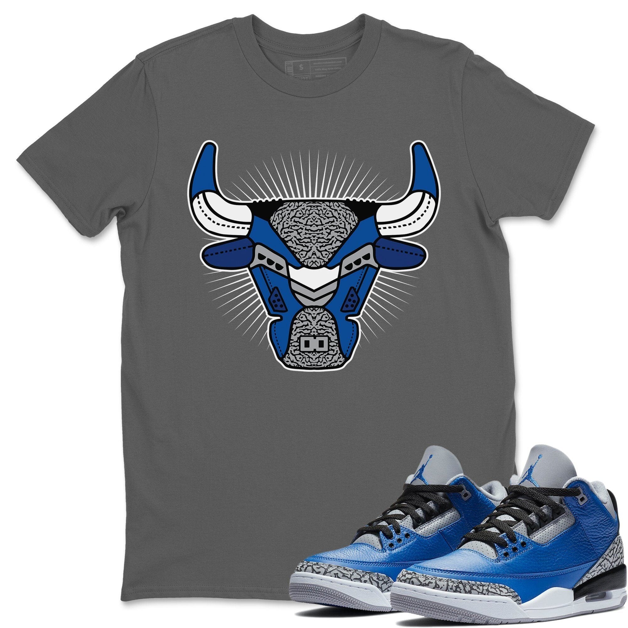 Jordan 3 Varsity Royal Shirt To Match Jordans Bull Head Sneaker Tees Jordan 3 Varsity Royal Drip Gear Zone Sneaker Matching Clothing Unisex Shirts