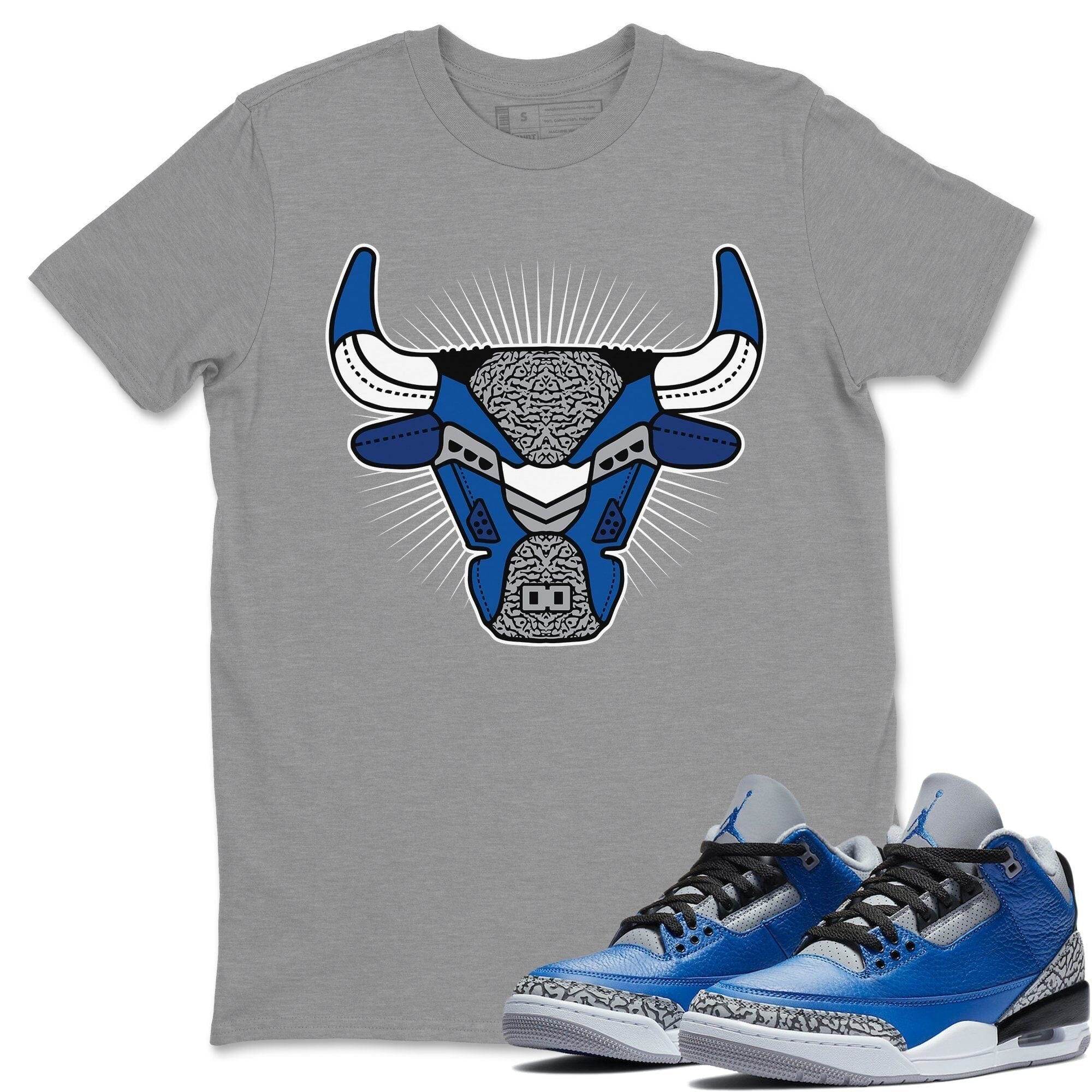 Jordan 3 Varsity Royal Shirt To Match Jordans Bull Head Sneaker Tees Jordan 3 Varsity Royal Drip Gear Zone Sneaker Matching Clothing Unisex Shirts