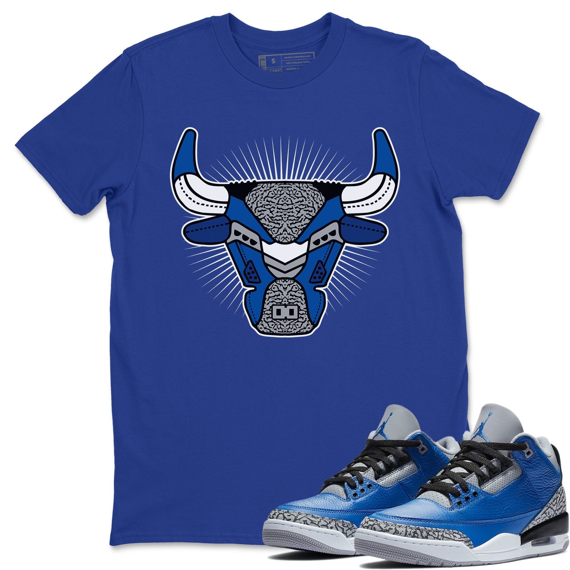 Jordan 3 Varsity Royal Shirt To Match Jordans Bull Head Sneaker Tees Jordan 3 Varsity Royal Drip Gear Zone Sneaker Matching Clothing Unisex Shirts