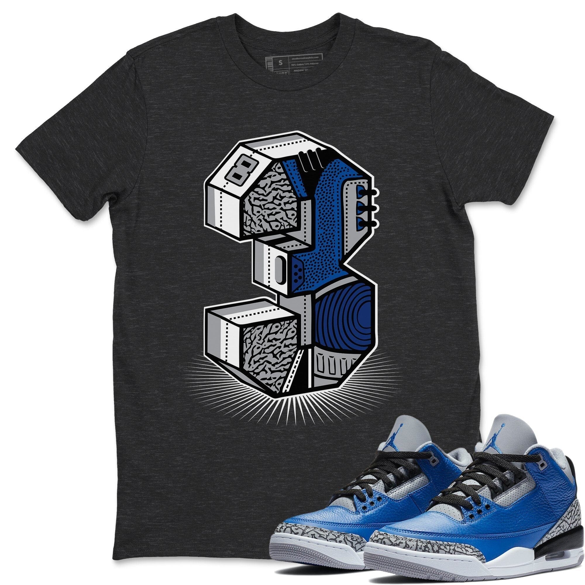 Jordan 3 Varsity Royal Shirt To Match Jordans Three Statue Sneaker Tees Jordan 3 Varsity Royal Drip Gear Zone Sneaker Matching Clothing Unisex Shirts