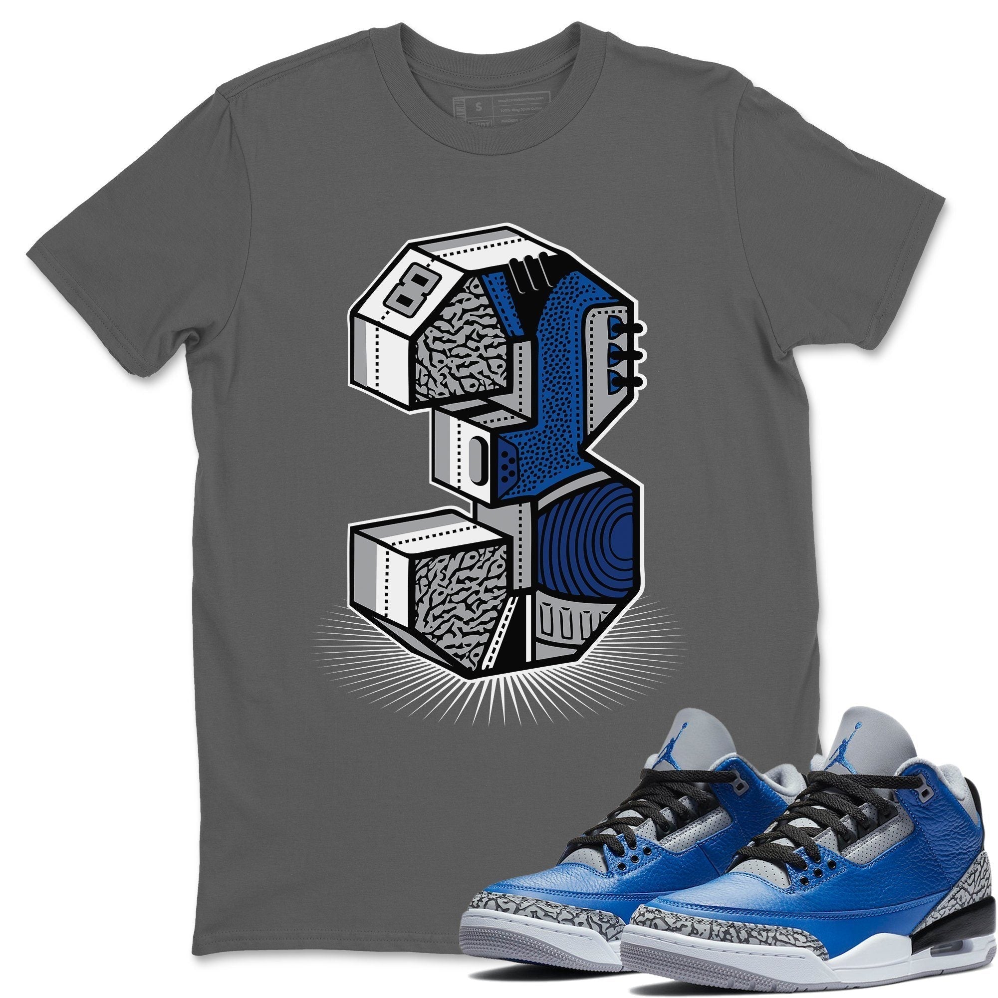 Jordan 3 Varsity Royal Shirt To Match Jordans Three Statue Sneaker Tees Jordan 3 Varsity Royal Drip Gear Zone Sneaker Matching Clothing Unisex Shirts