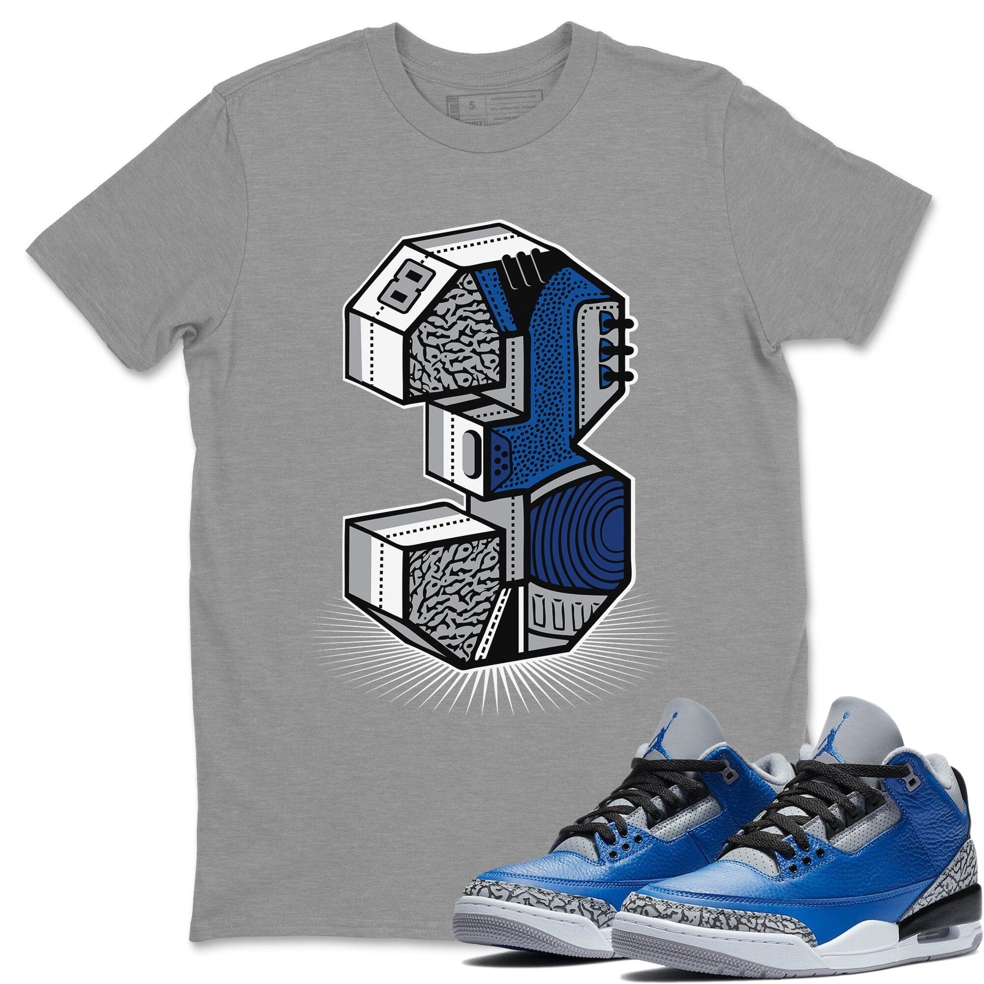 Jordan 3 Varsity Royal Shirt To Match Jordans Three Statue Sneaker Tees Jordan 3 Varsity Royal Drip Gear Zone Sneaker Matching Clothing Unisex Shirts