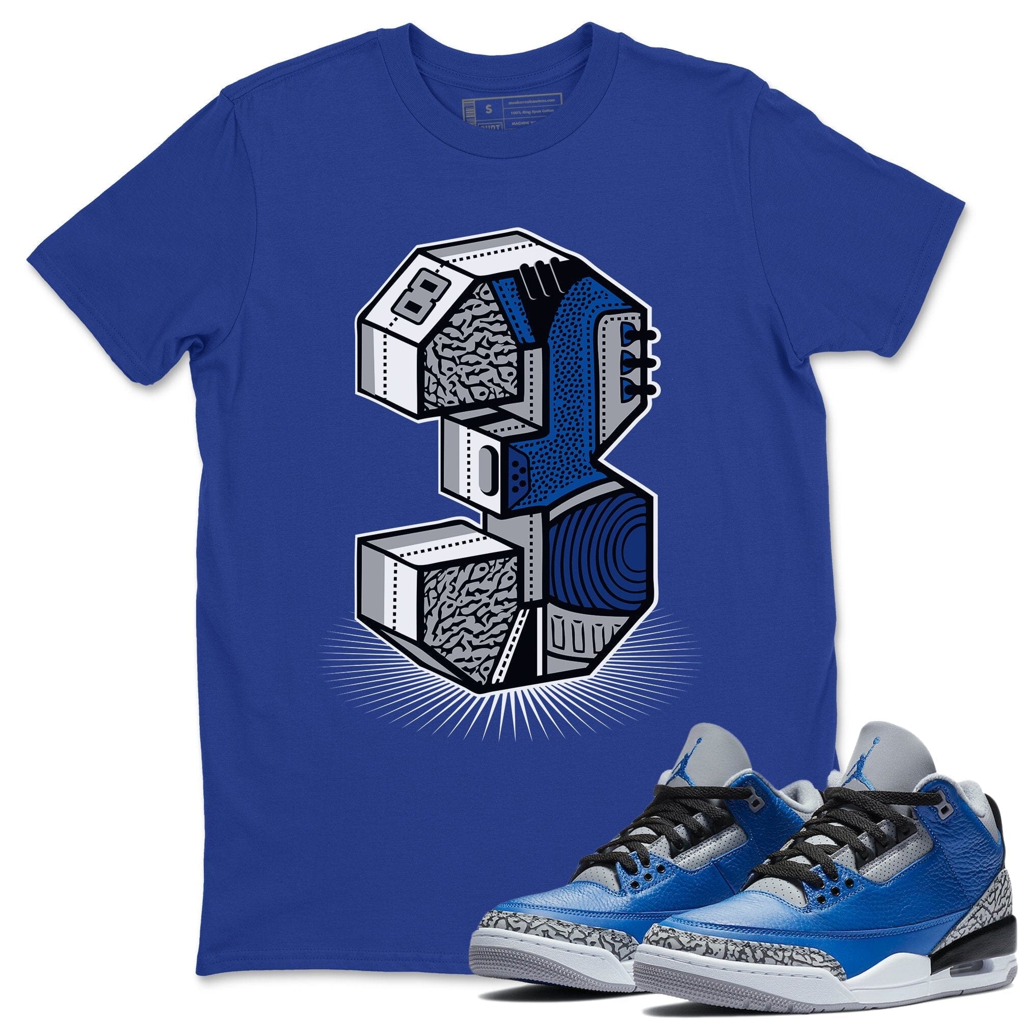 Jordan 3 Varsity Royal Shirt To Match Jordans Three Statue Sneaker Tees Jordan 3 Varsity Royal Drip Gear Zone Sneaker Matching Clothing Unisex Shirts