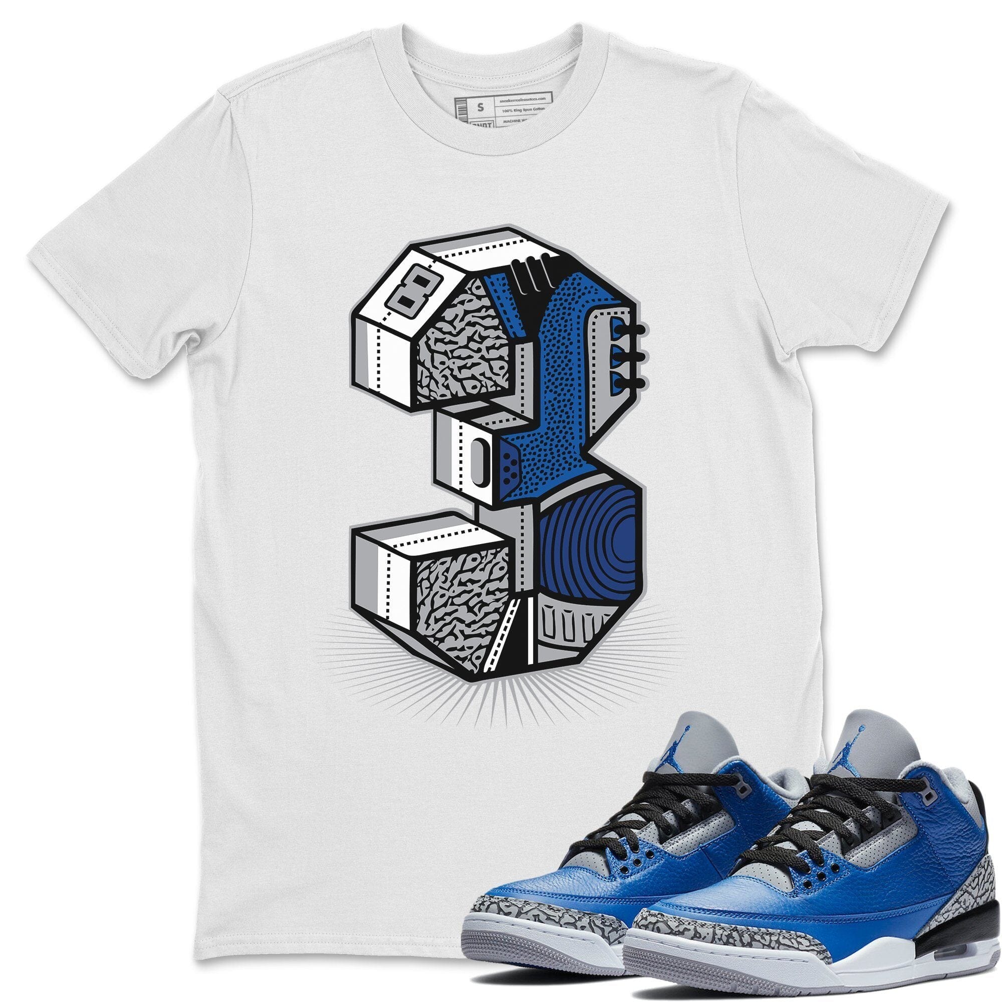 Jordan 3 Varsity Royal Shirt To Match Jordans Three Statue Sneaker Tees Jordan 3 Varsity Royal Drip Gear Zone Sneaker Matching Clothing Unisex Shirts
