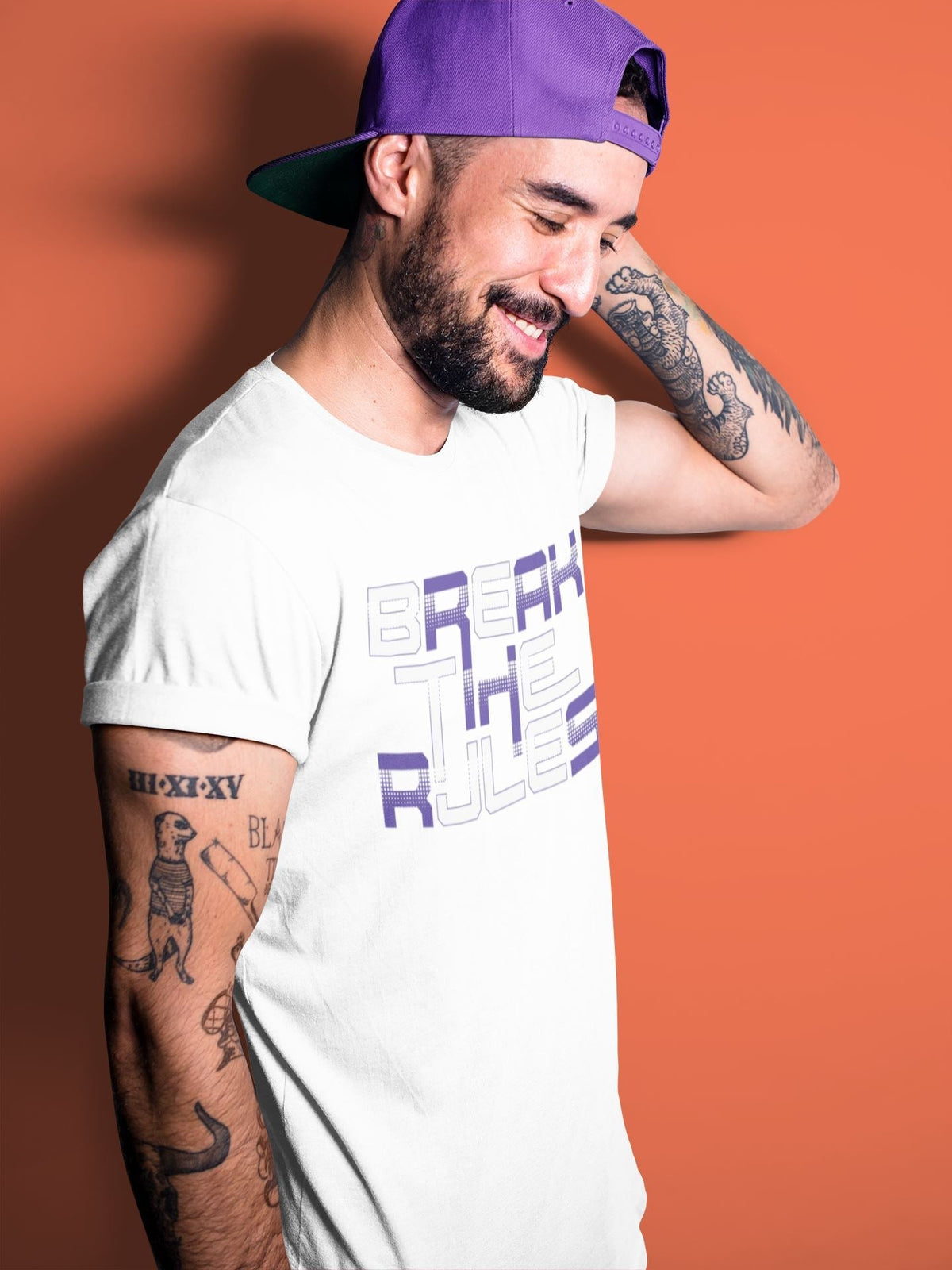 Jordan 4 Court Purple Sneaker Matching T-Shirt Break The Rules Sneaker Tees Jordan 4 Court Purple Sneaker Release Tees Crew Neck Tees