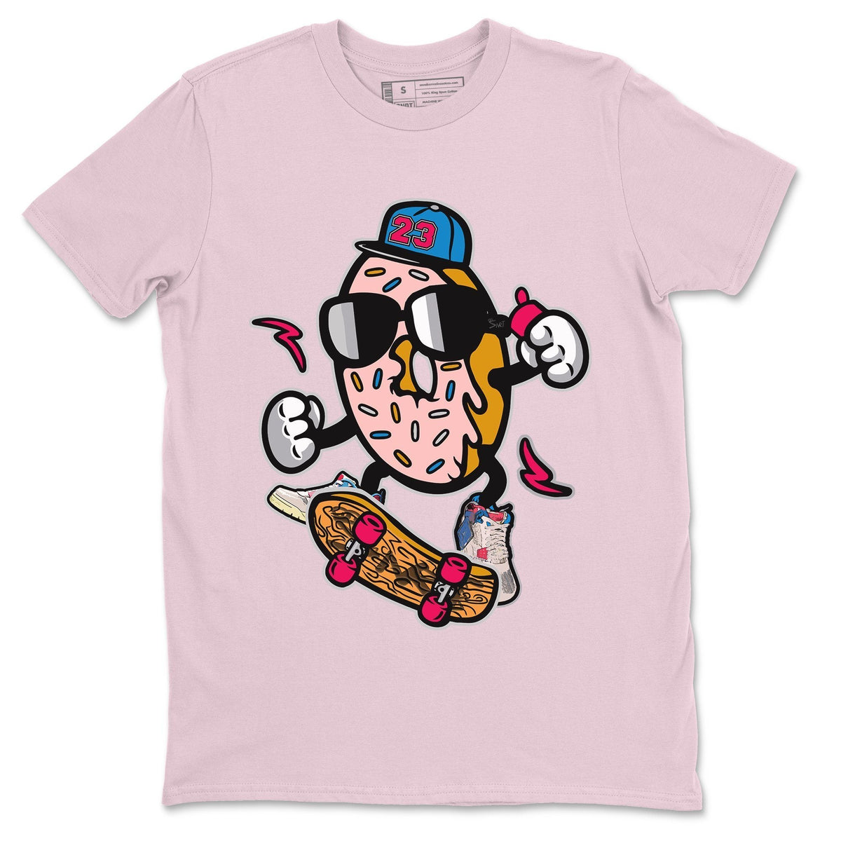 Jordan 4 Union Guava Ice Sneaker Matching T-Shirt Donut Skater Sneaker Tees Jordan 4 Union Guava Ice Sneaker Release Tees Crew Neck Tees