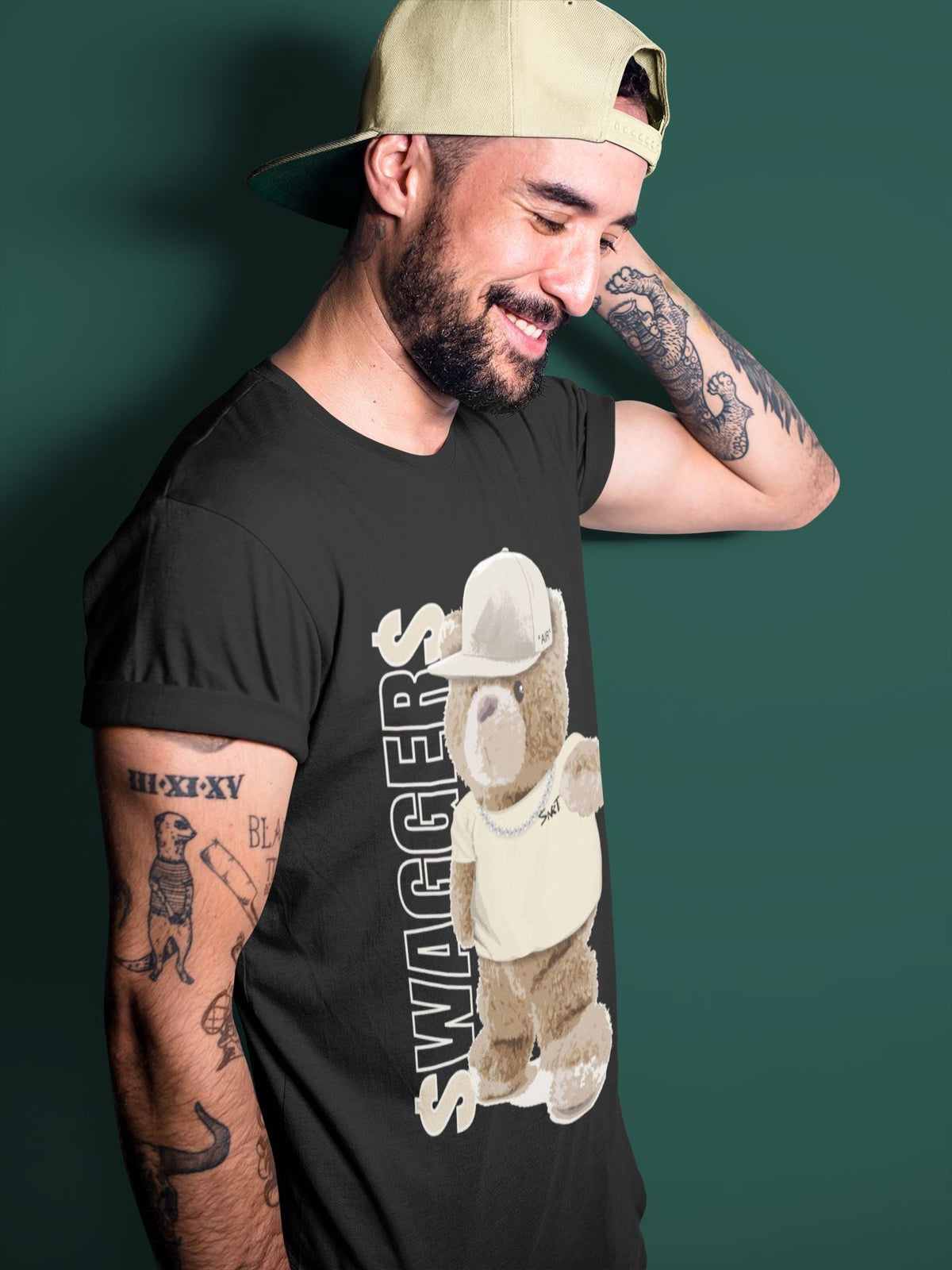 Jordan 4 OFF-WHITE Sail Sneaker Matching T-Shirt Bear Swaggers Sneaker Tees Jordan 4 OFF-WHITE Sail Sneaker Release Tees Crew Neck Tees