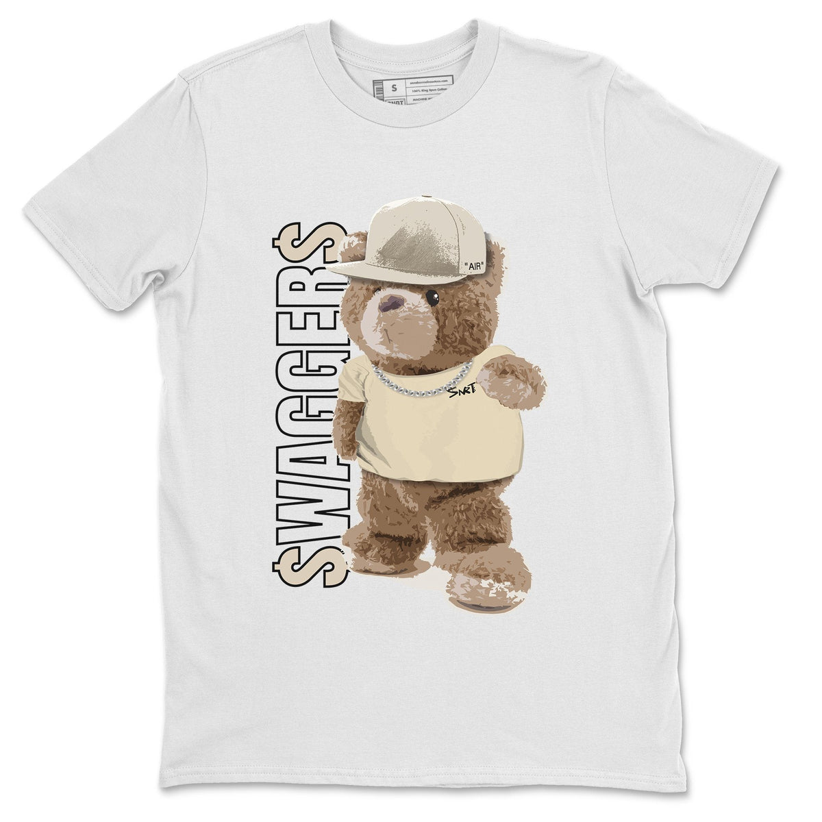 Jordan 4 OFF-WHITE Sail Sneaker Matching T-Shirt Bear Swaggers Sneaker Tees Jordan 4 OFF-WHITE Sail Sneaker Release Tees Crew Neck Tees