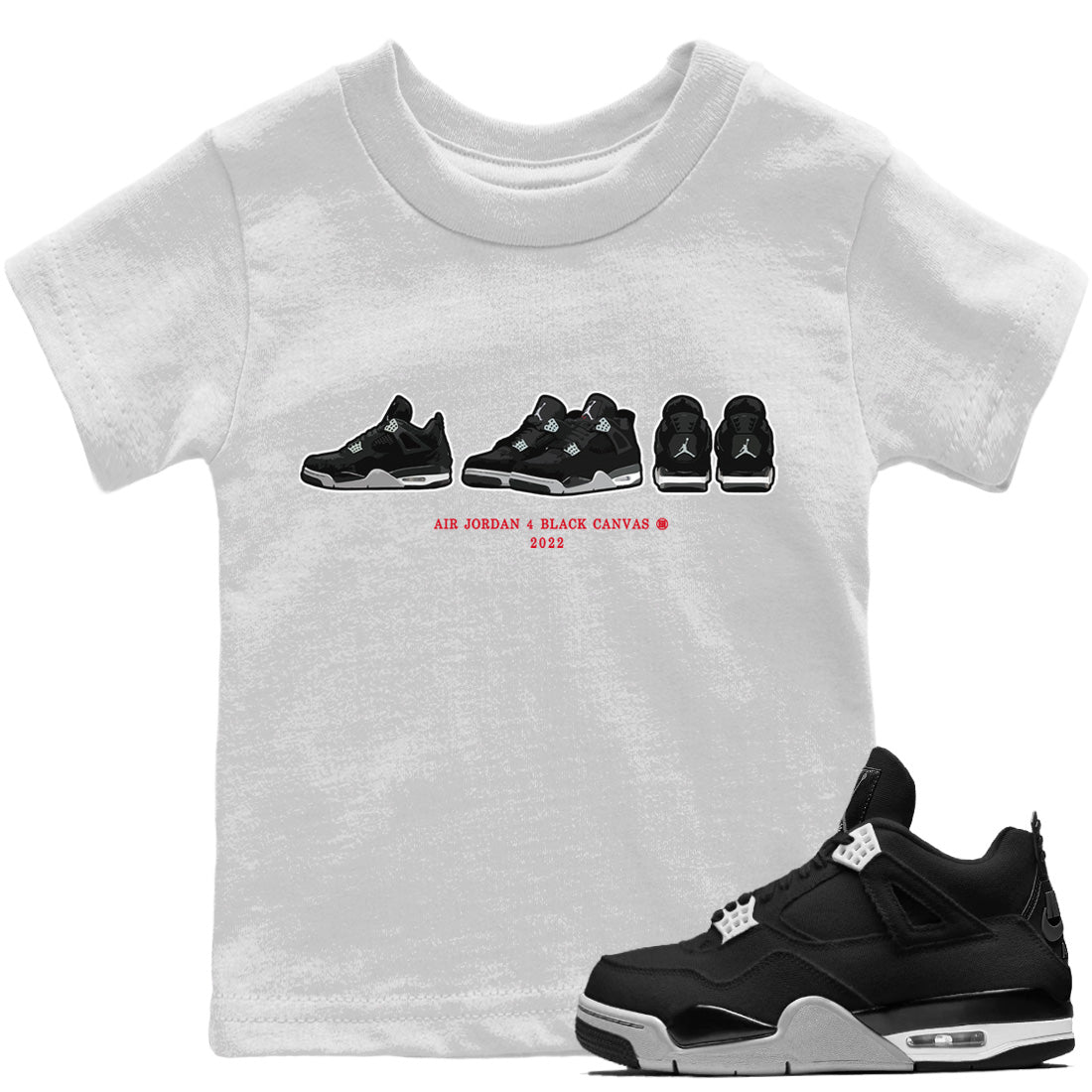 Jordan 4 Black Canvas Sneaker Matching T-Shirt Air Jordan 4 Prelude Sneaker Tees Jordan 4 Black Canvas Sneaker Release Tees Kids Shirts