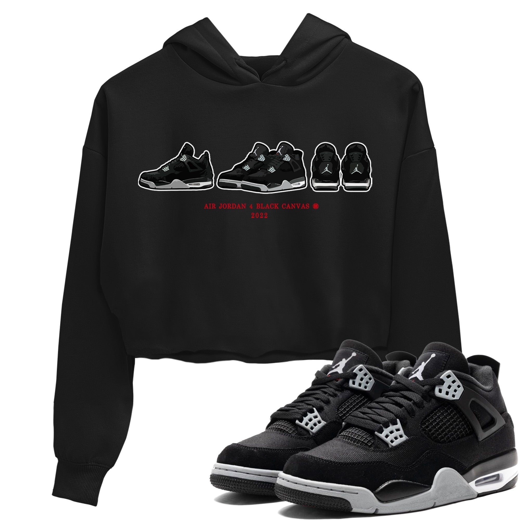 Jordan 4 Black Canvas Sneaker Matching T-Shirt Air Jordan 4 Prelude Sneaker Tees Jordan 4 Black Canvas Sneaker Release Tees Women's Shirts