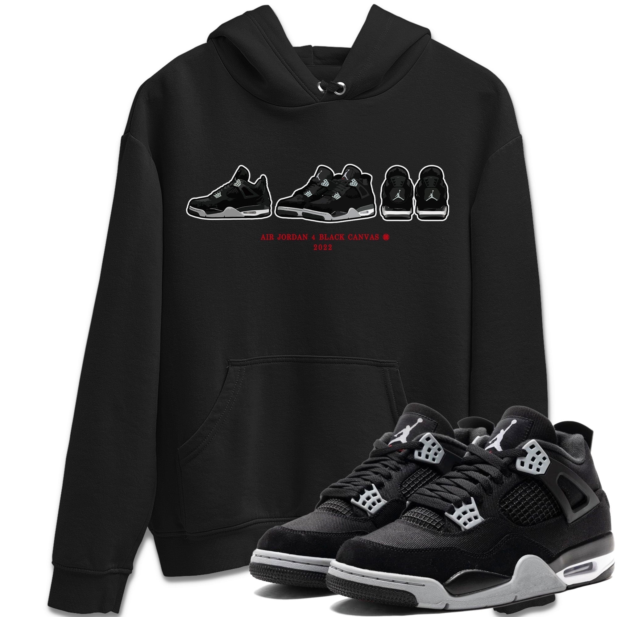 Jordan 4 Black Canvas Sneaker Matching T-Shirt Air Jordan 4 Prelude Sneaker Tees Jordan 4 Black Canvas Sneaker Release Tees Crew Neck Tees