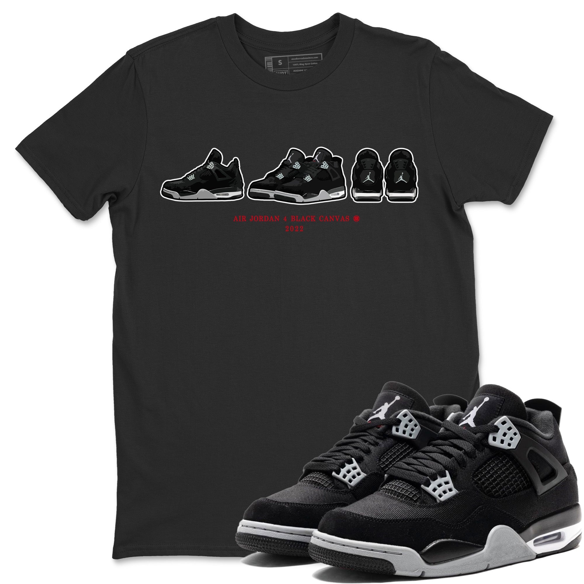 Jordan 4 Black Canvas Sneaker Matching T-Shirt Air Jordan 4 Prelude Sneaker Tees Jordan 4 Black Canvas Sneaker Release Tees Crew Neck Tees