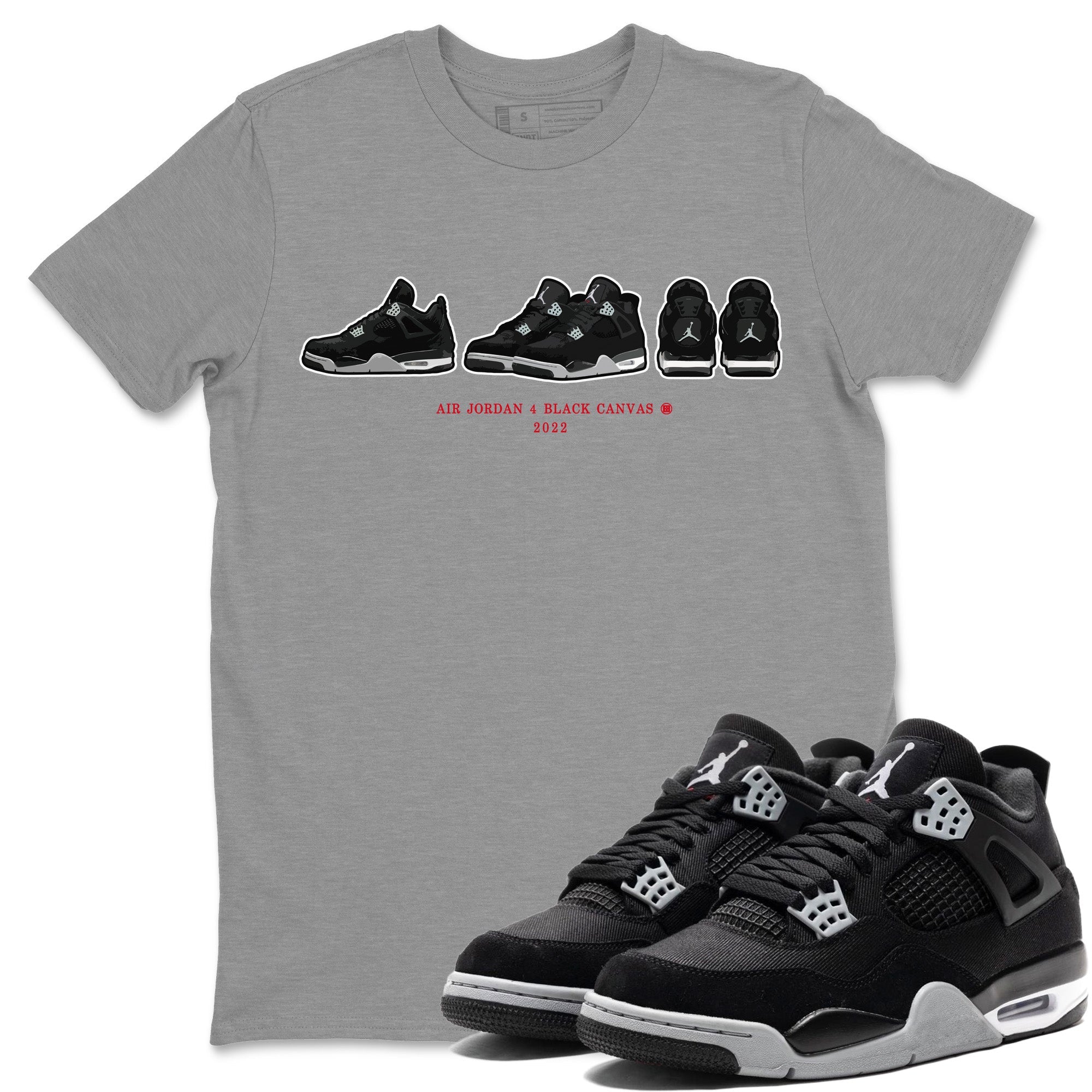 Jordan 4 Black Canvas Sneaker Matching T-Shirt Air Jordan 4 Prelude Sneaker Tees Jordan 4 Black Canvas Sneaker Release Tees Crew Neck Tees