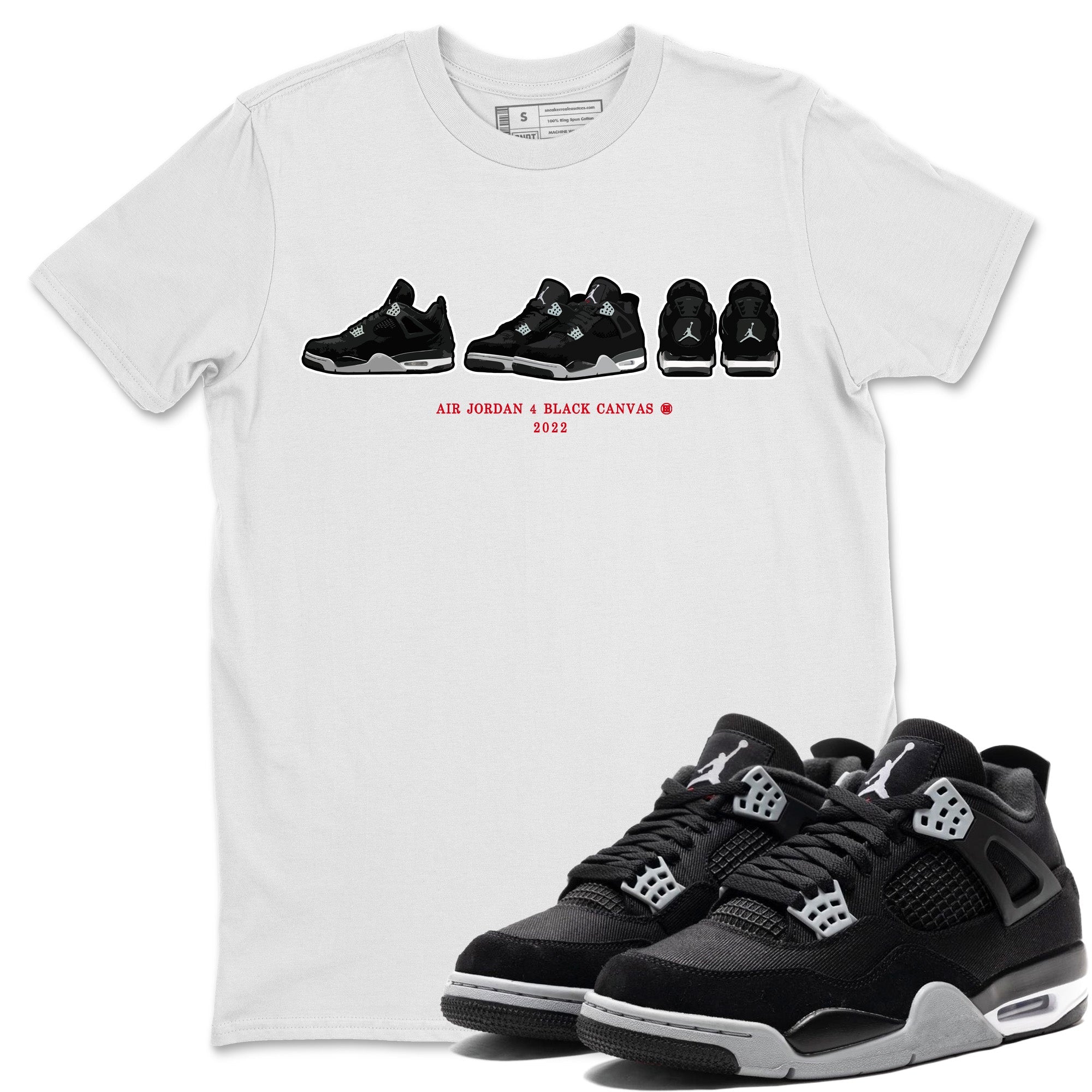 Jordan 4 Black Canvas Sneaker Matching T-Shirt Air Jordan 4 Prelude Sneaker Tees Jordan 4 Black Canvas Sneaker Release Tees Crew Neck Tees