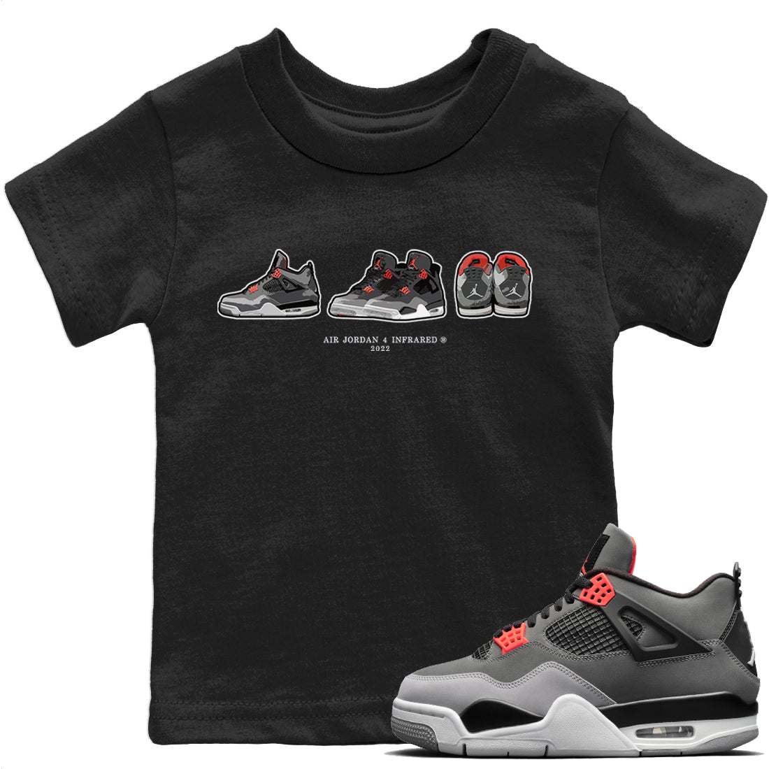 Jordan 4 Infrared Sneaker Matching T-Shirt Air Jordan 4 Prelude Sneaker Tees Jordan 4 Infrared Sneaker Release Tees Kids Shirts