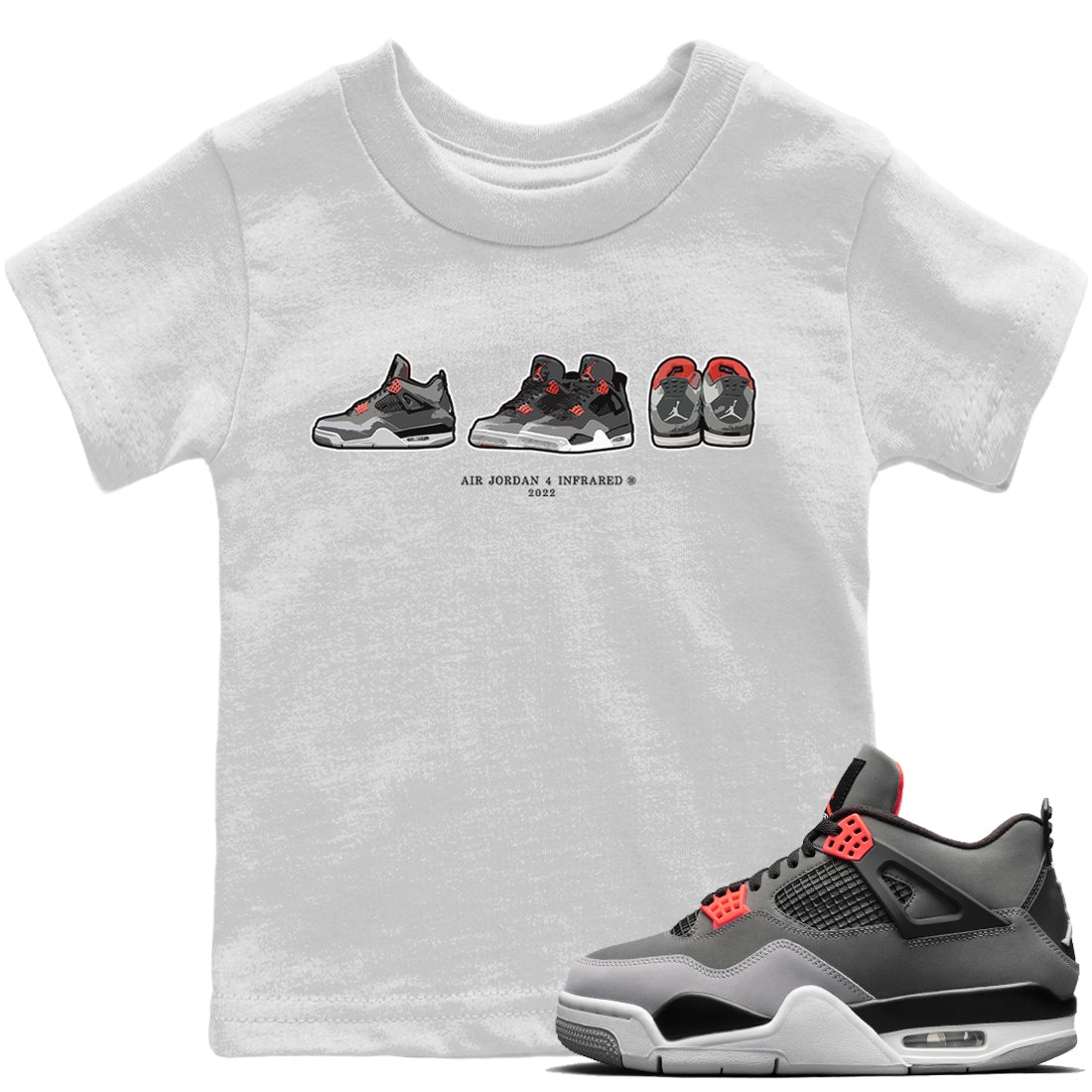 Jordan 4 Infrared Sneaker Matching T-Shirt Air Jordan 4 Prelude Sneaker Tees Jordan 4 Infrared Sneaker Release Tees Kids Shirts