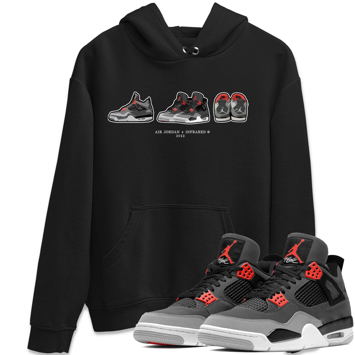 Jordan 4 Infrared Sneaker Matching T-Shirt Air Jordan 4 Prelude Sneaker Tees Jordan 4 Infrared Sneaker Release Tees Crew Neck Tees