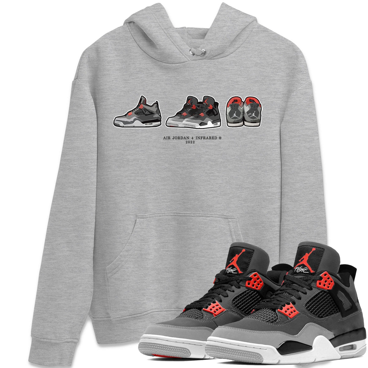 Jordan 4 Infrared Sneaker Matching T-Shirt Air Jordan 4 Prelude Sneaker Tees Jordan 4 Infrared Sneaker Release Tees Crew Neck Tees