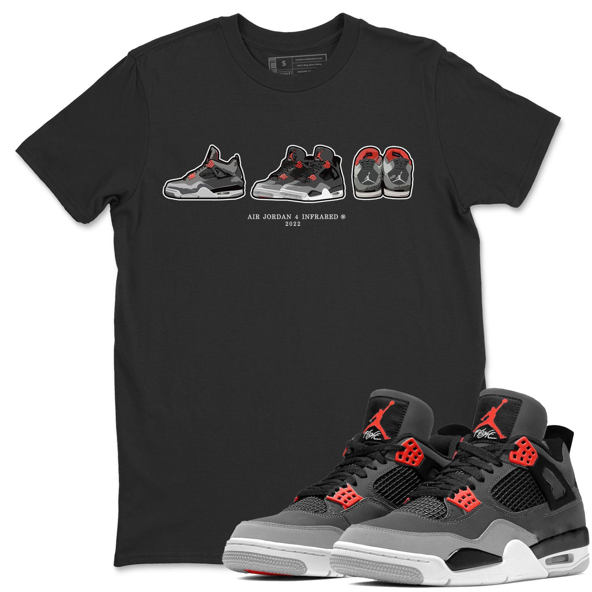 Jordan 4 Infrared Sneaker Matching T-Shirt Air Jordan 4 Prelude Sneaker Tees Jordan 4 Infrared Sneaker Release Tees Crew Neck Tees