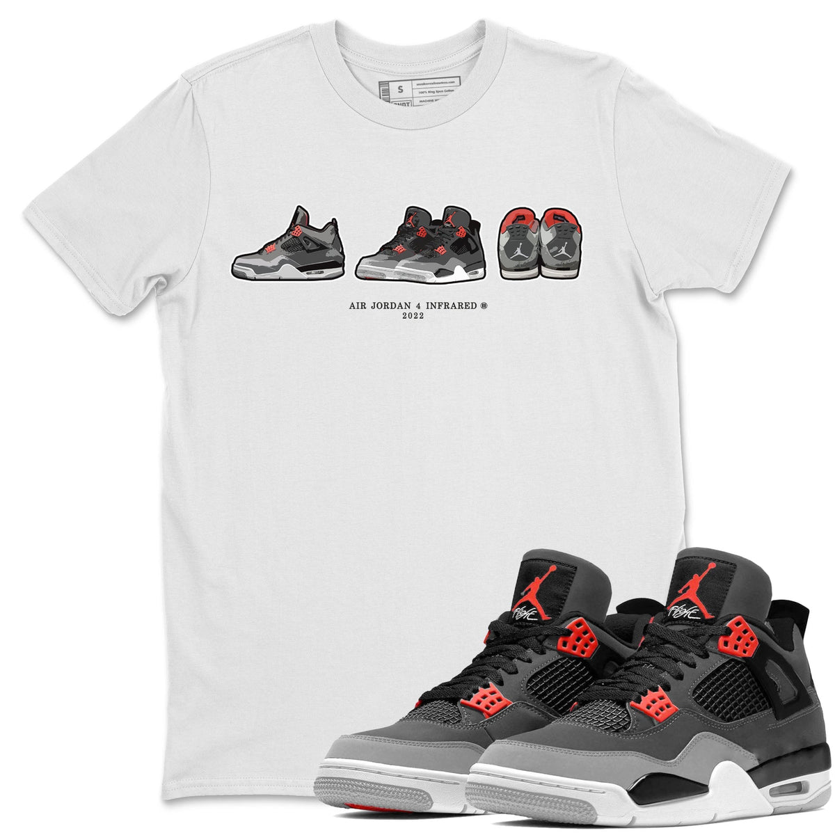 Jordan 4 Infrared Sneaker Matching T-Shirt Air Jordan 4 Prelude Sneaker Tees Jordan 4 Infrared Sneaker Release Tees Crew Neck Tees