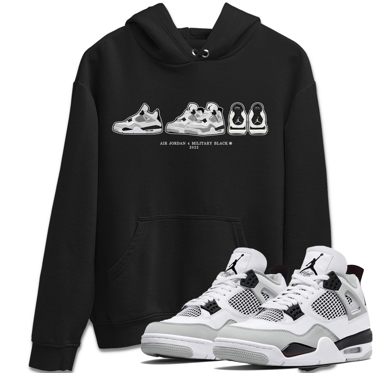 Jordan 4 Military Black Sneaker Matching T-Shirt Air Jordan 4 Prelude Sneaker Tees Jordan 4 Military Black Sneaker Release Tees Crew Neck Tees