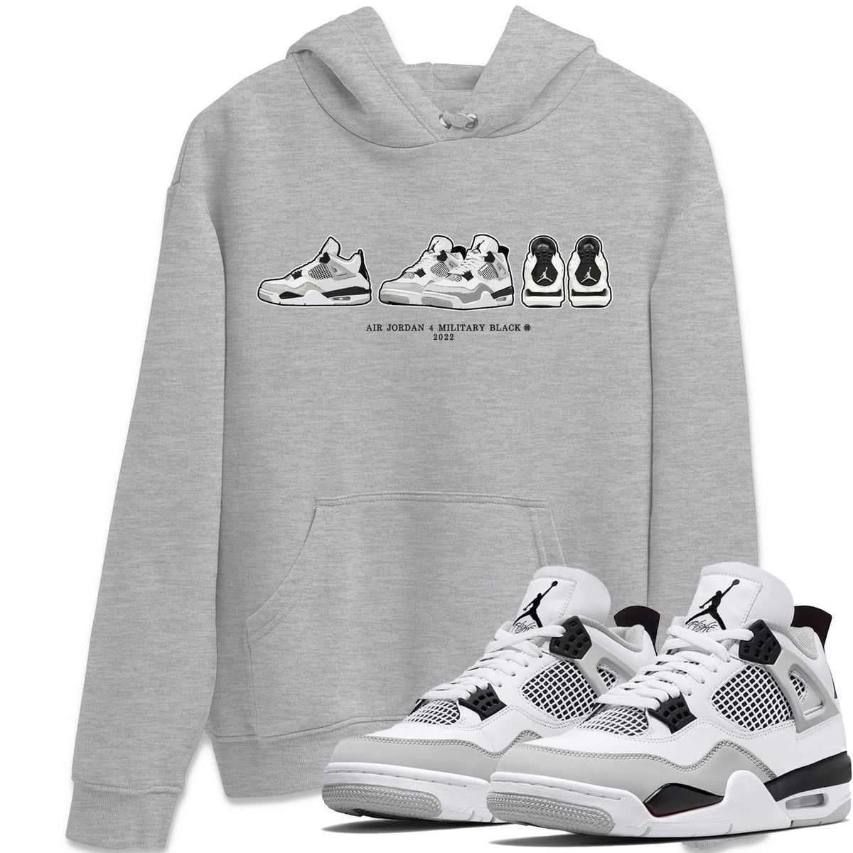 Jordan 4 Military Black Sneaker Matching T-Shirt Air Jordan 4 Prelude Sneaker Tees Jordan 4 Military Black Sneaker Release Tees Crew Neck Tees