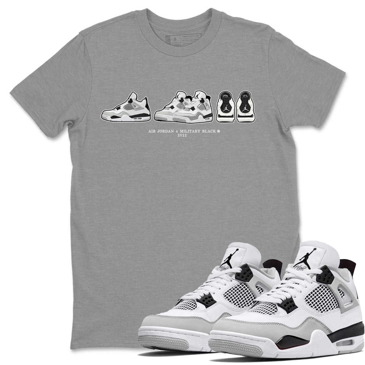 Jordan 4 Military Black Sneaker Matching T-Shirt Air Jordan 4 Prelude Sneaker Tees Jordan 4 Military Black Sneaker Release Tees Crew Neck Tees