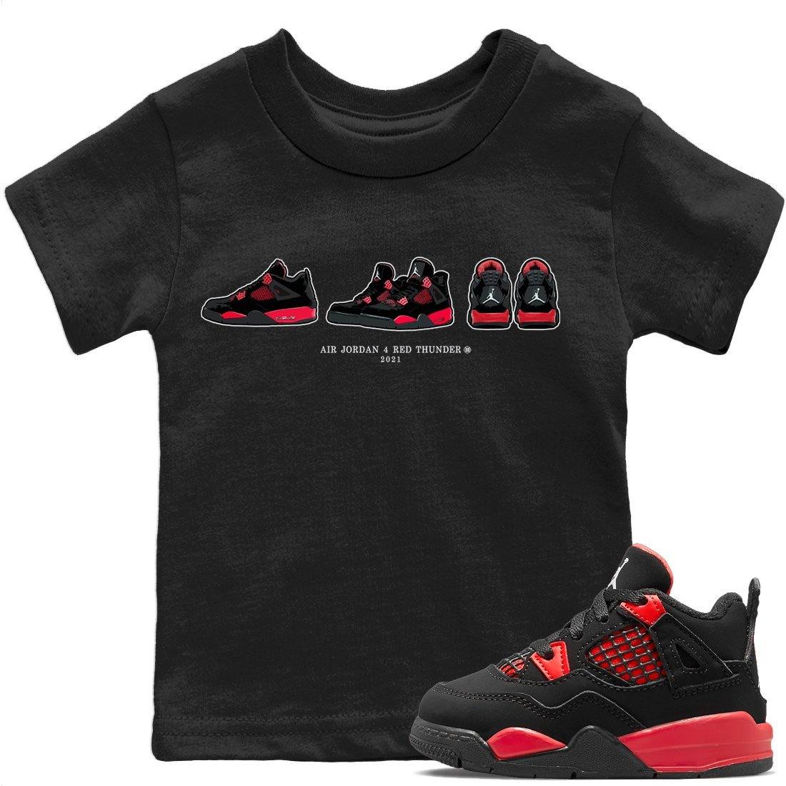 Jordan 4 Red Thunder Sneaker Matching T-Shirt Air Jordan 4 Prelude Sneaker Tees Jordan 4 Red Thunder Sneaker Release Tees Kids Shirts