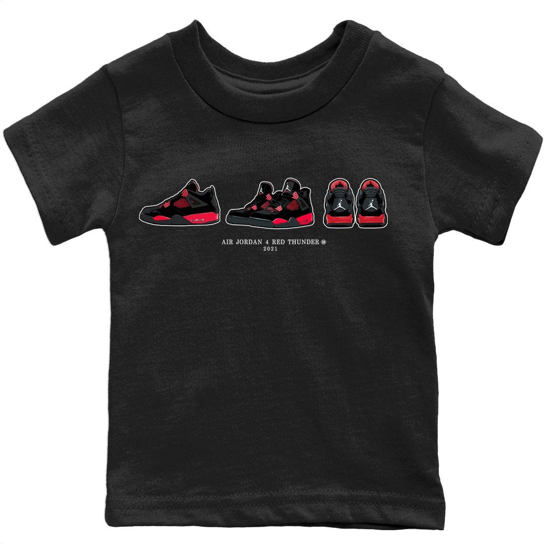 Jordan 4 Red Thunder Sneaker Matching T-Shirt Air Jordan 4 Prelude Sneaker Tees Jordan 4 Red Thunder Sneaker Release Tees Kids Shirts