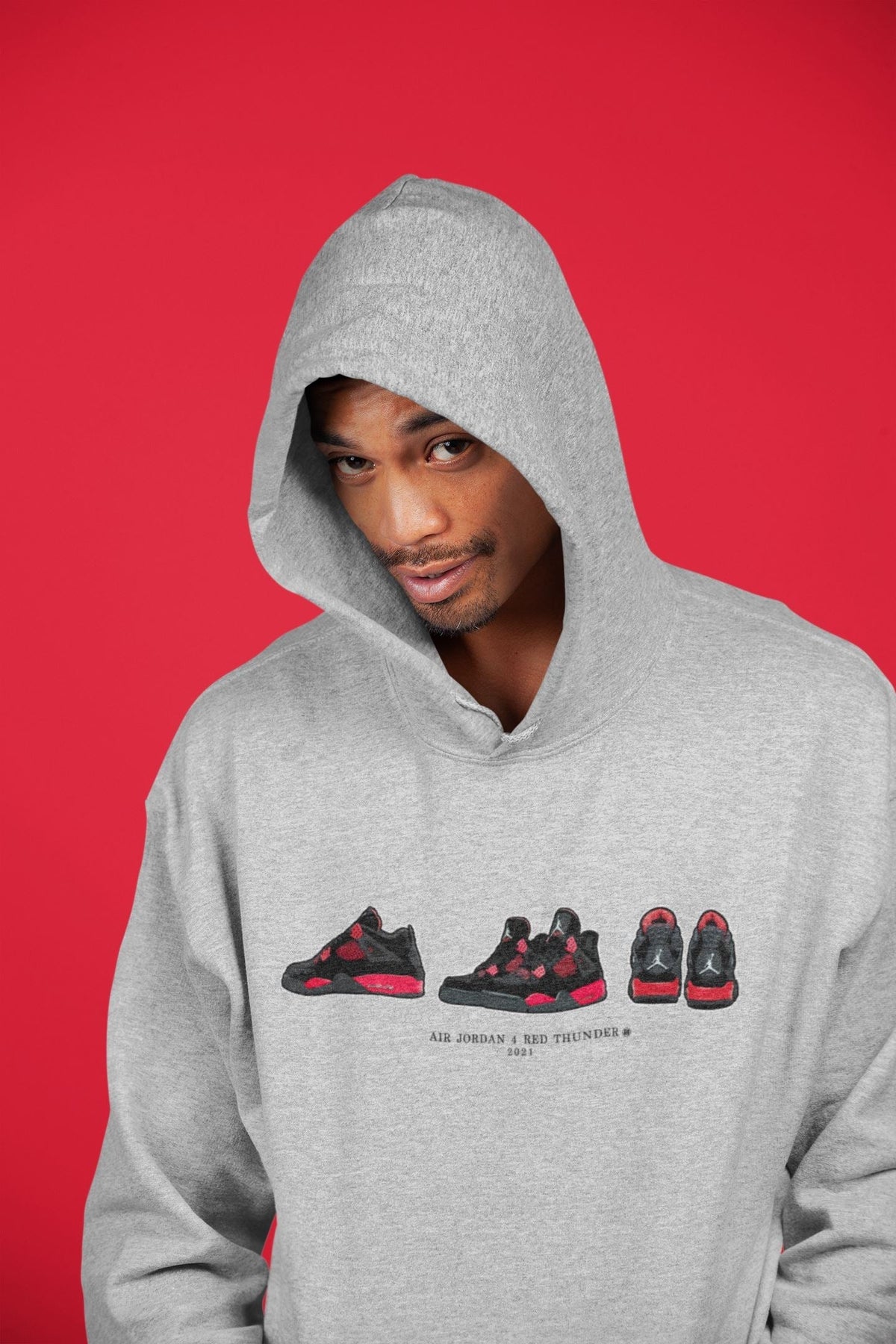 Jordan 4 Red Thunder Sneaker Matching T-Shirt Air Jordan 4 Prelude Sneaker Tees Jordan 4 Red Thunder Sneaker Release Tees Crew Neck Tees