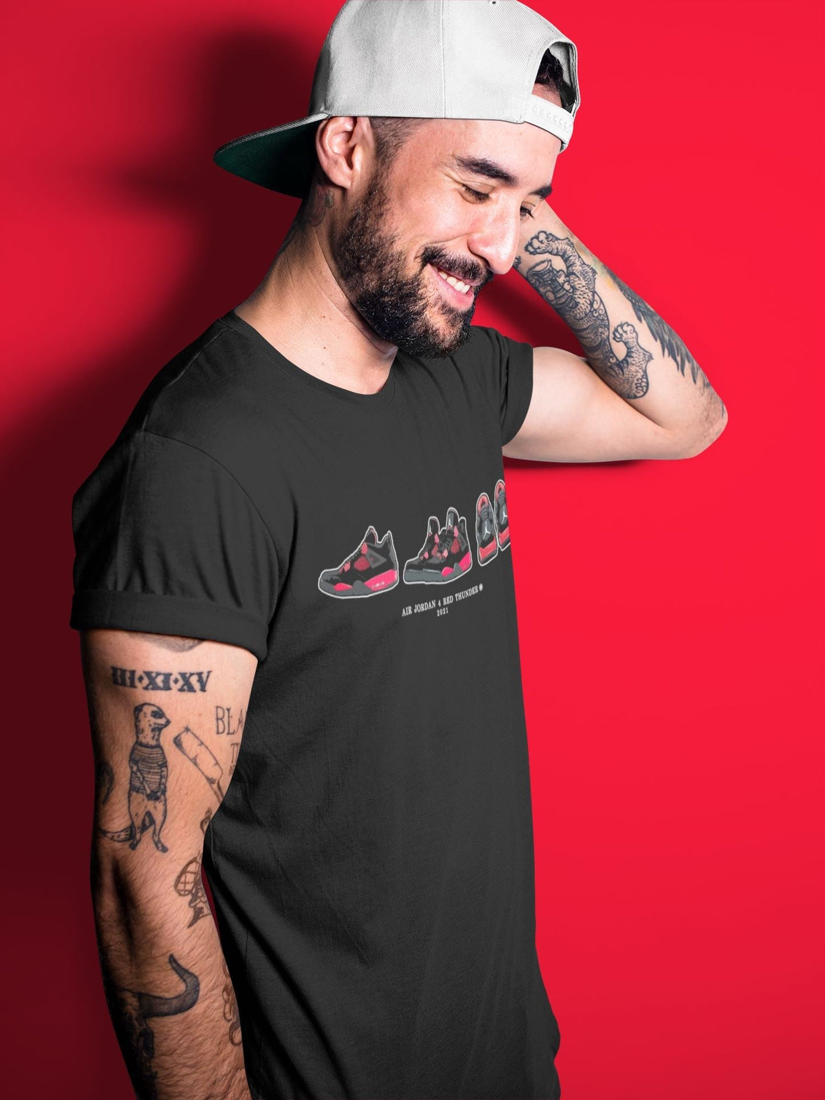 Jordan 4 Red Thunder Sneaker Matching T-Shirt Air Jordan 4 Prelude Sneaker Tees Jordan 4 Red Thunder Sneaker Release Tees Crew Neck Tees