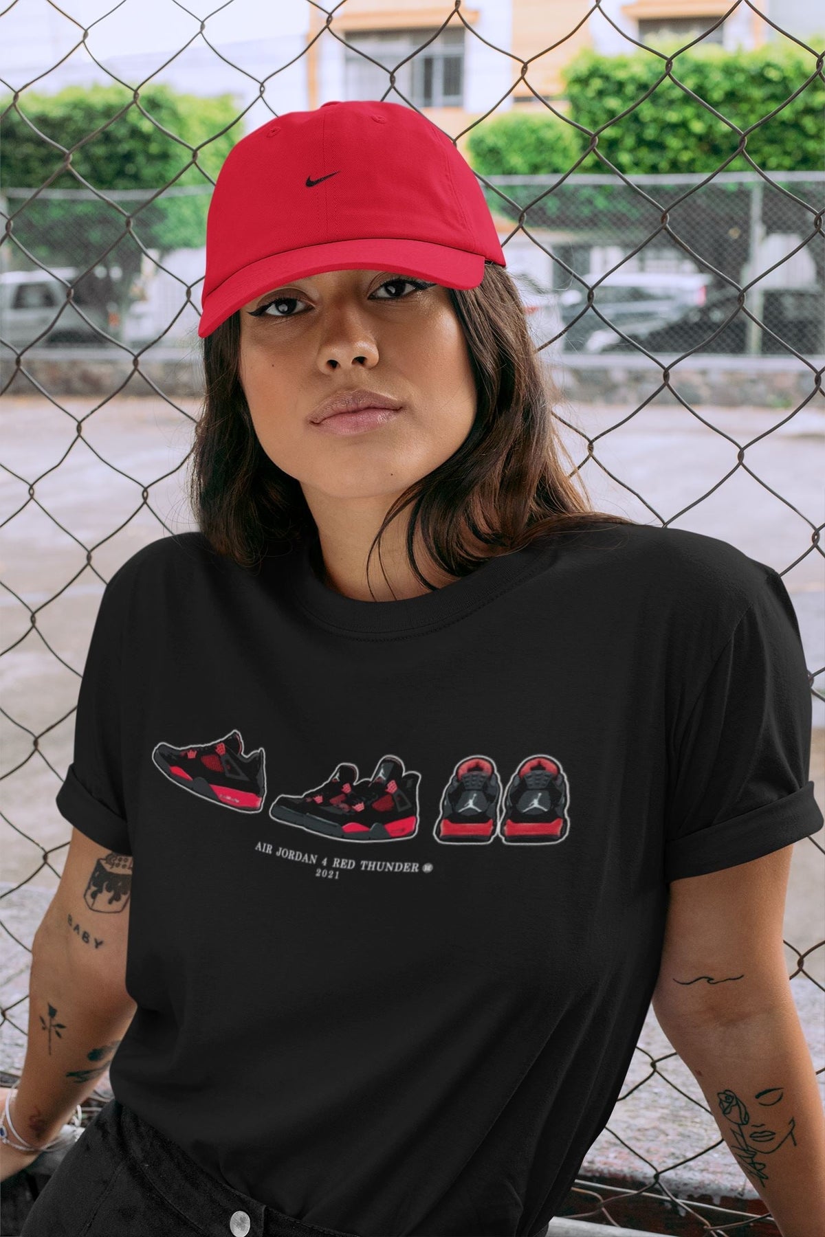 Jordan 4 Red Thunder Sneaker Matching T-Shirt Air Jordan 4 Prelude Sneaker Tees Jordan 4 Red Thunder Sneaker Release Tees Crew Neck Tees