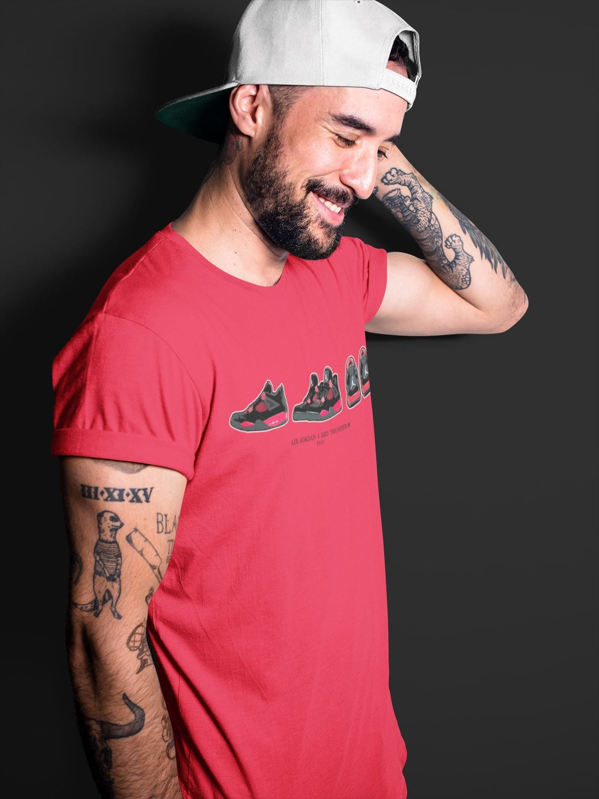 Jordan 4 Red Thunder Sneaker Matching T-Shirt Air Jordan 4 Prelude Sneaker Tees Jordan 4 Red Thunder Sneaker Release Tees Crew Neck Tees