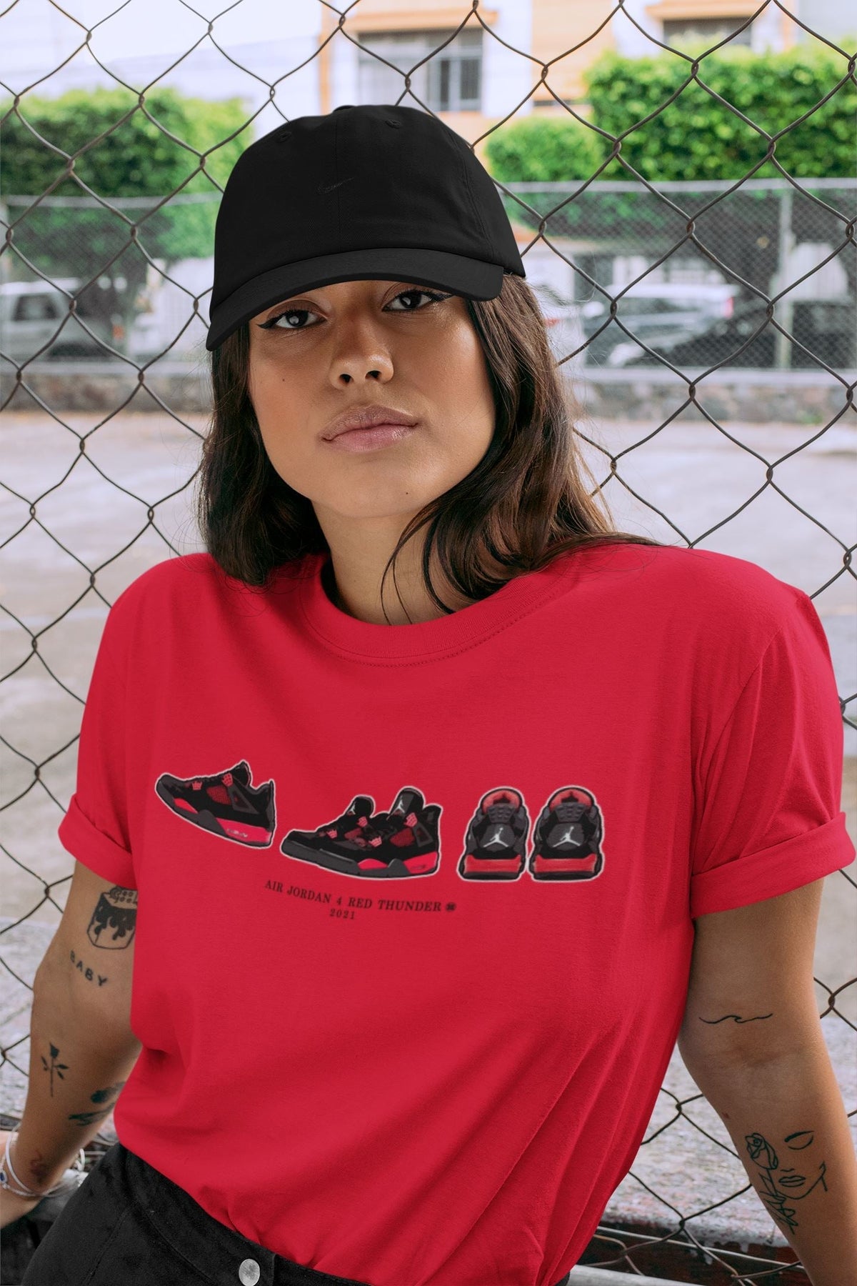 Jordan 4 Red Thunder Sneaker Matching T-Shirt Air Jordan 4 Prelude Sneaker Tees Jordan 4 Red Thunder Sneaker Release Tees Crew Neck Tees