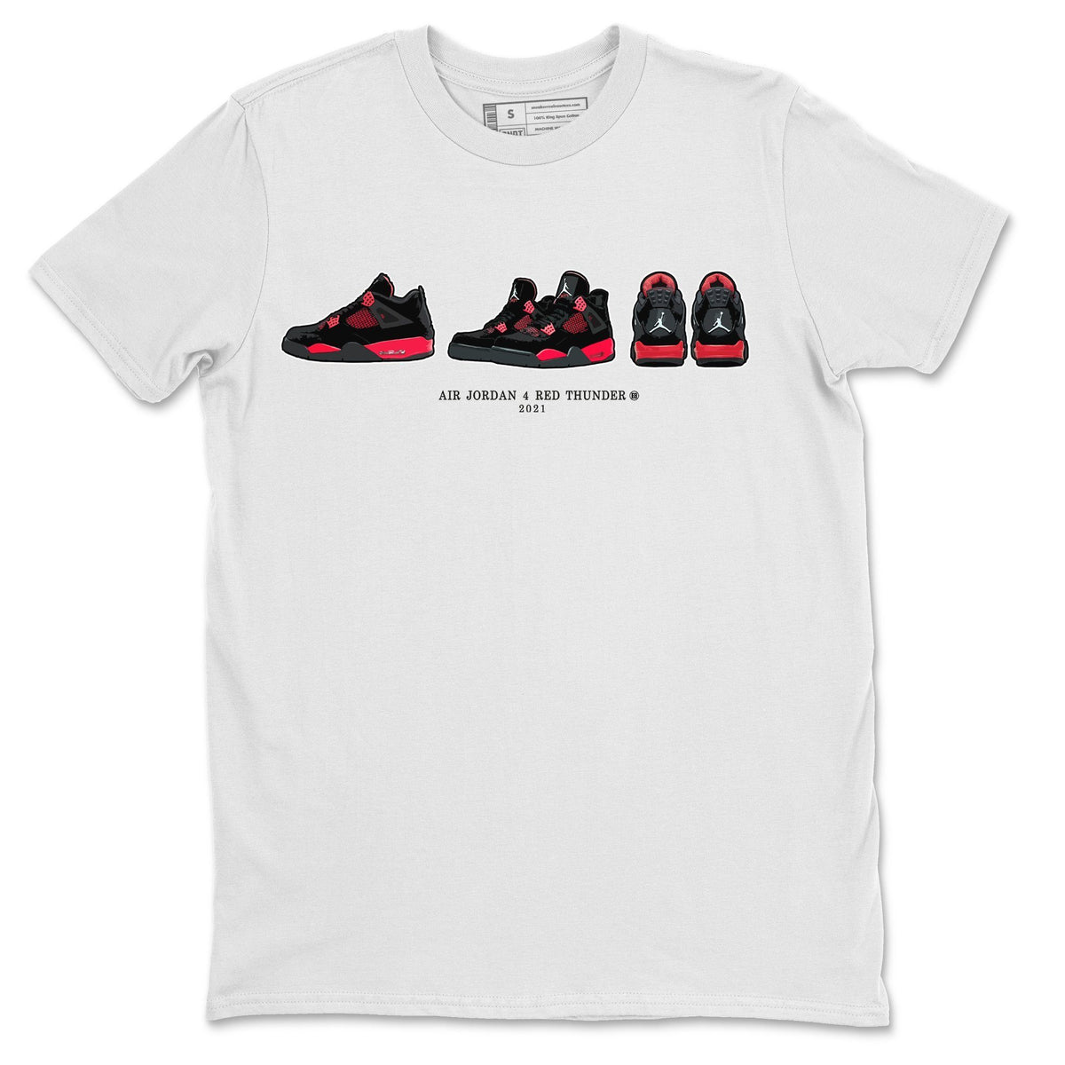 Jordan 4 Red Thunder Sneaker Matching T-Shirt Air Jordan 4 Prelude Sneaker Tees Jordan 4 Red Thunder Sneaker Release Tees Crew Neck Tees