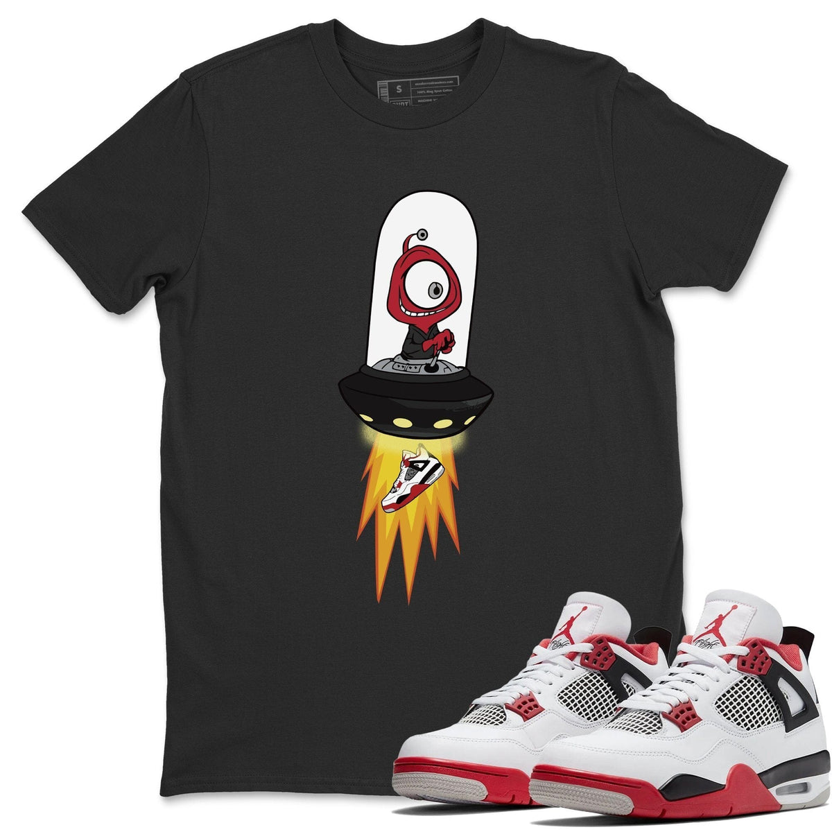 Jordan 4 Fire Red Shirt To Match Jordans Alien Sneaker Tees Jordan 4 Fire Red Drip Gear Zone Sneaker Matching Clothing Unisex Shirts