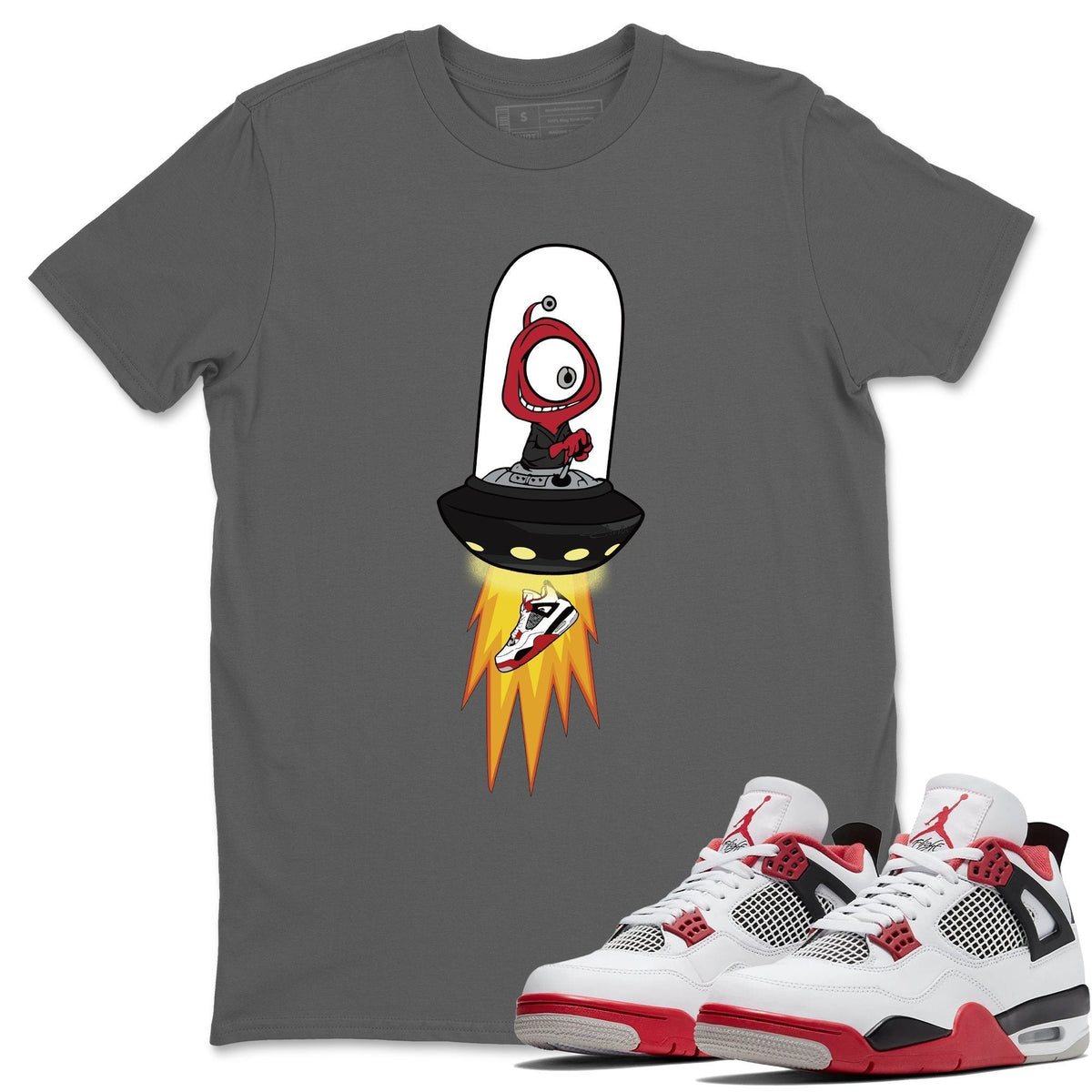 Jordan 4 Fire Red Shirt To Match Jordans Alien Sneaker Tees Jordan 4 Fire Red Drip Gear Zone Sneaker Matching Clothing Unisex Shirts