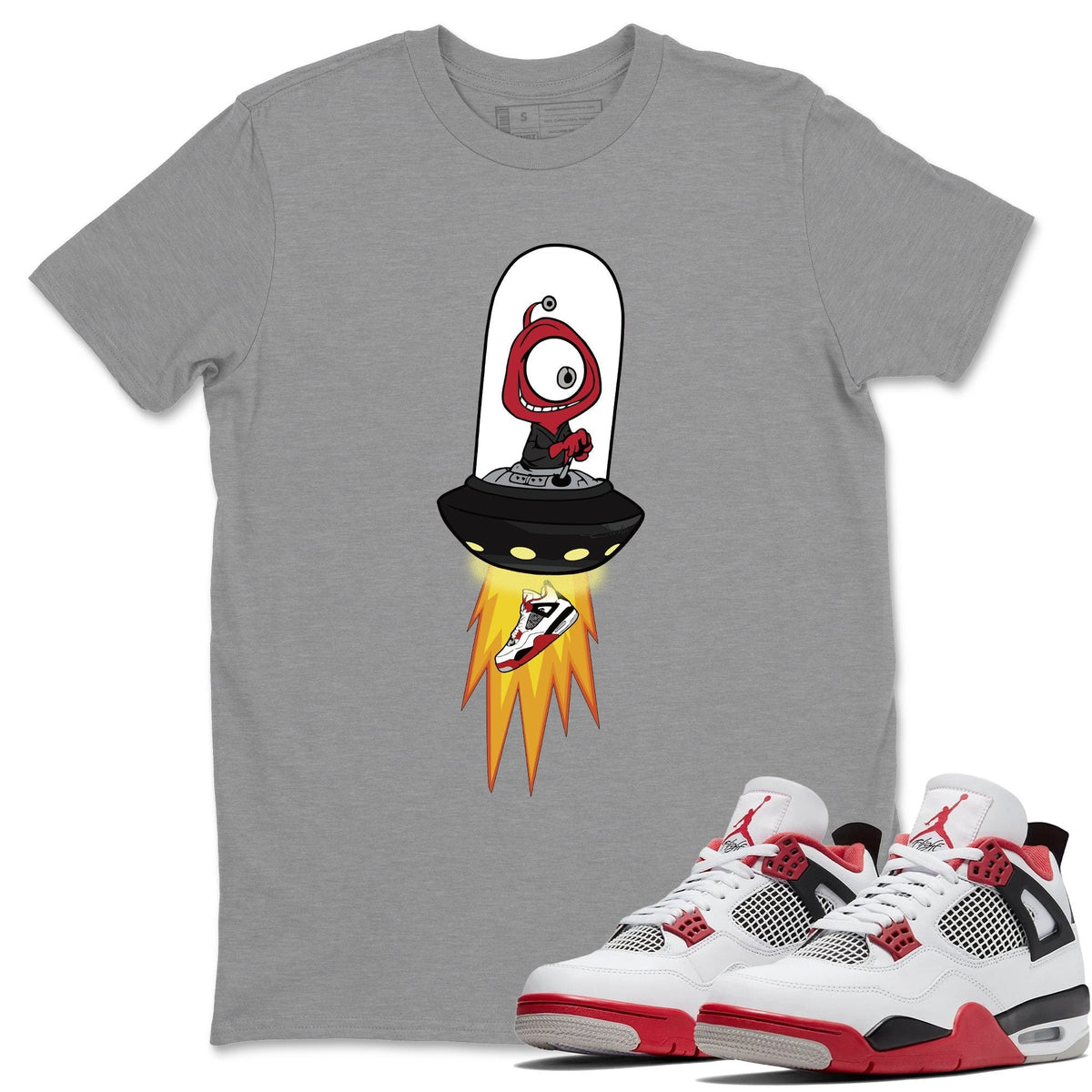 Jordan 4 Fire Red Shirt To Match Jordans Alien Sneaker Tees Jordan 4 Fire Red Drip Gear Zone Sneaker Matching Clothing Unisex Shirts