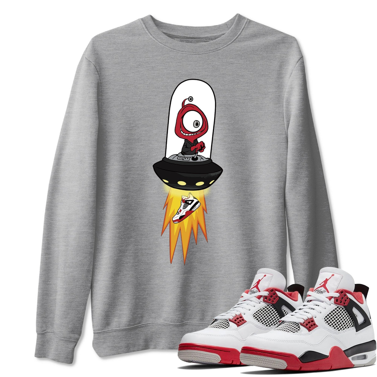 Jordan 4 Fire Red Shirt To Match Jordans Alien Sneaker Tees Jordan 4 Fire Red Drip Gear Zone Sneaker Matching Clothing Unisex Shirts