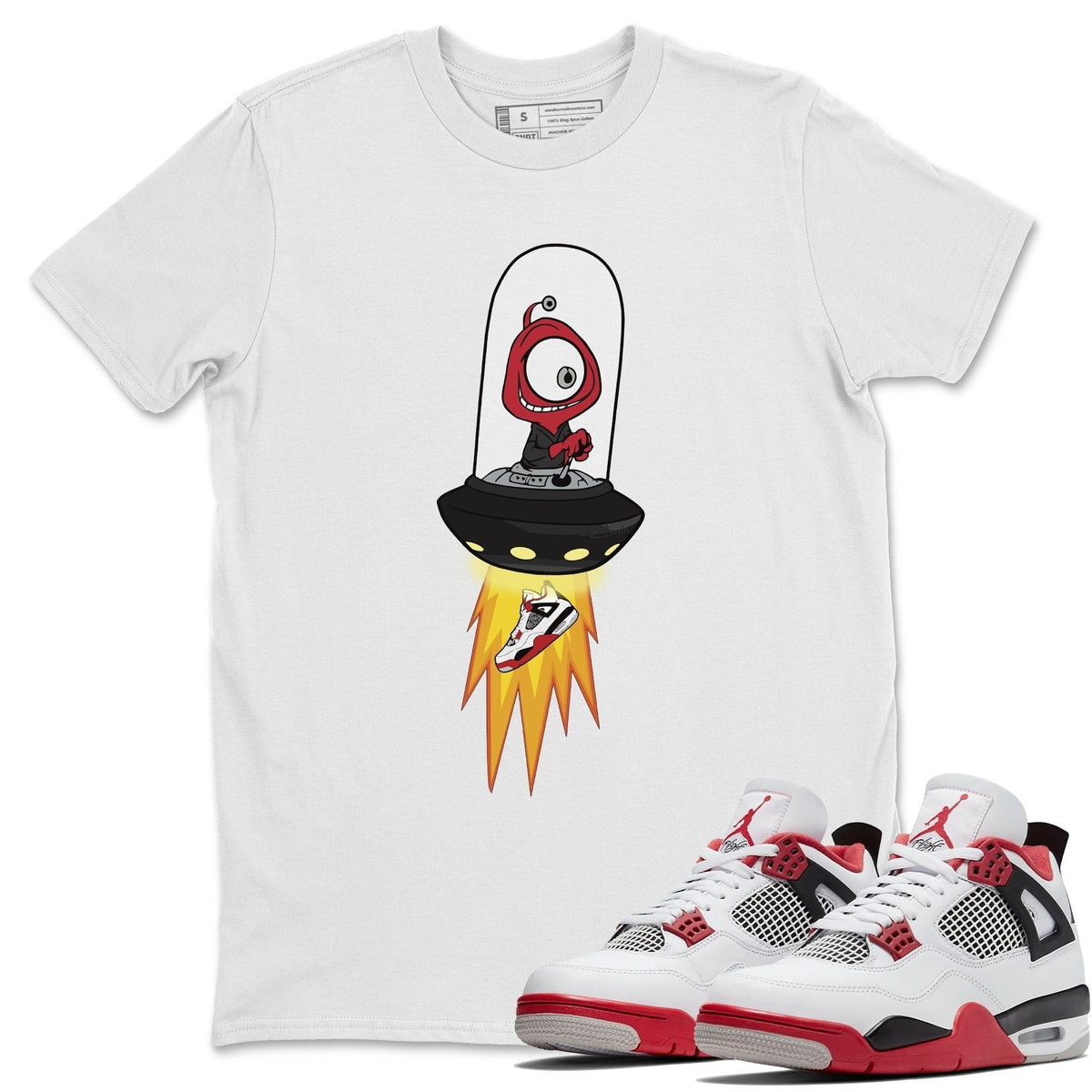 Jordan 4 Fire Red Shirt To Match Jordans Alien Sneaker Tees Jordan 4 Fire Red Drip Gear Zone Sneaker Matching Clothing Unisex Shirts